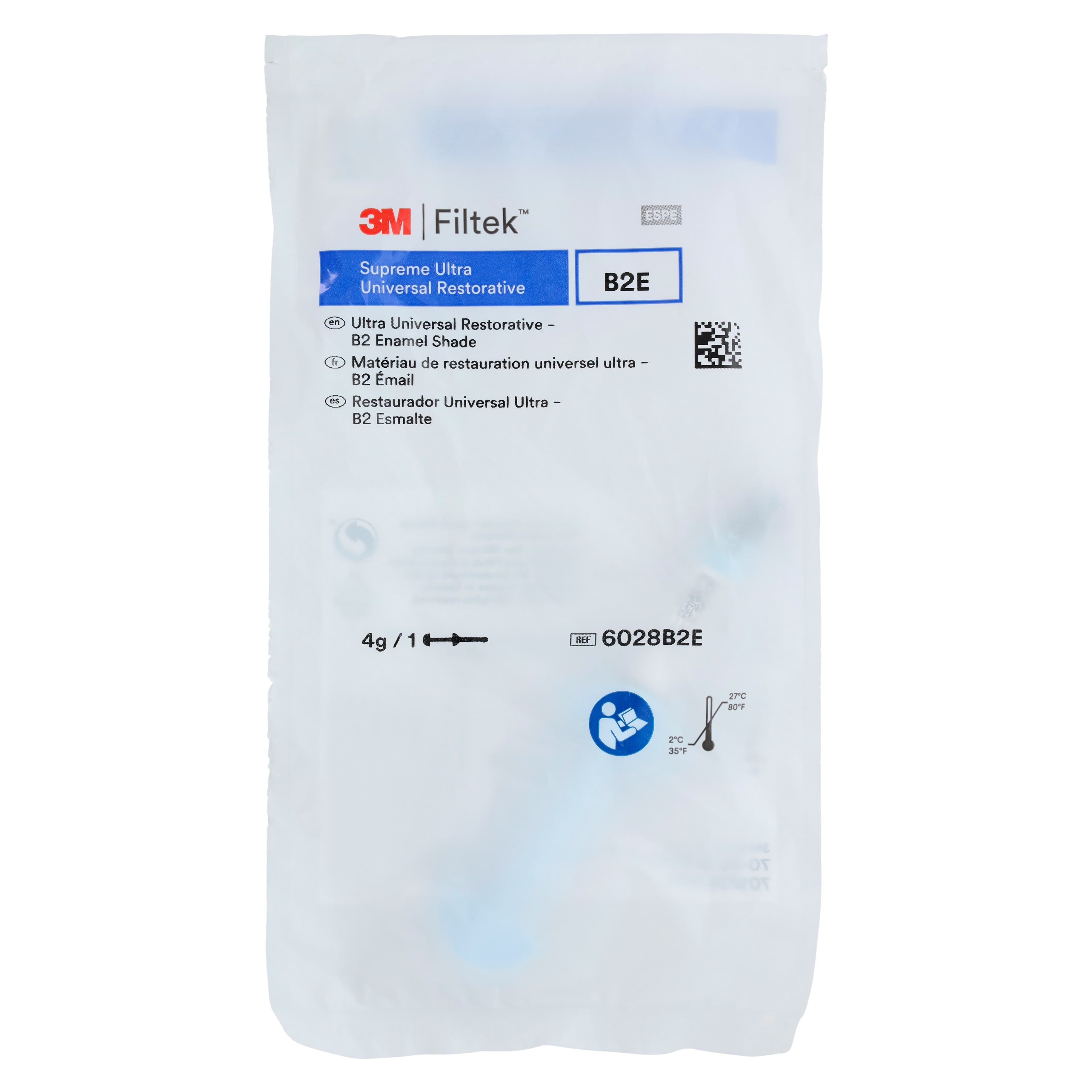 3M Filtek Supreme Ultra Universal Restorative Syringe Refill, Enamel Shade B2E, 4 g, 6028B2E thumbnail 3