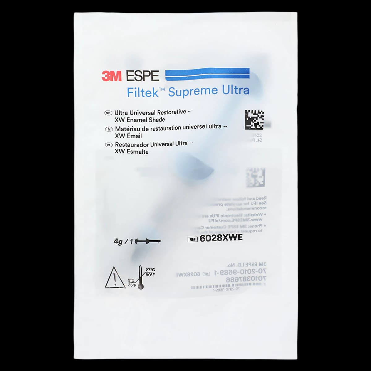 3M Filtek Supreme Ultra Universal Composite Restorative, Syringe Refill, Extra White Enamel (XWE), 4 g, 1/Pk, 6028XWE - Filtek Supreme Ultra, Universal Composite, Syringe Refill, Enamel, XW, 4 g, 1/Pk, 6028XWE - Image 1