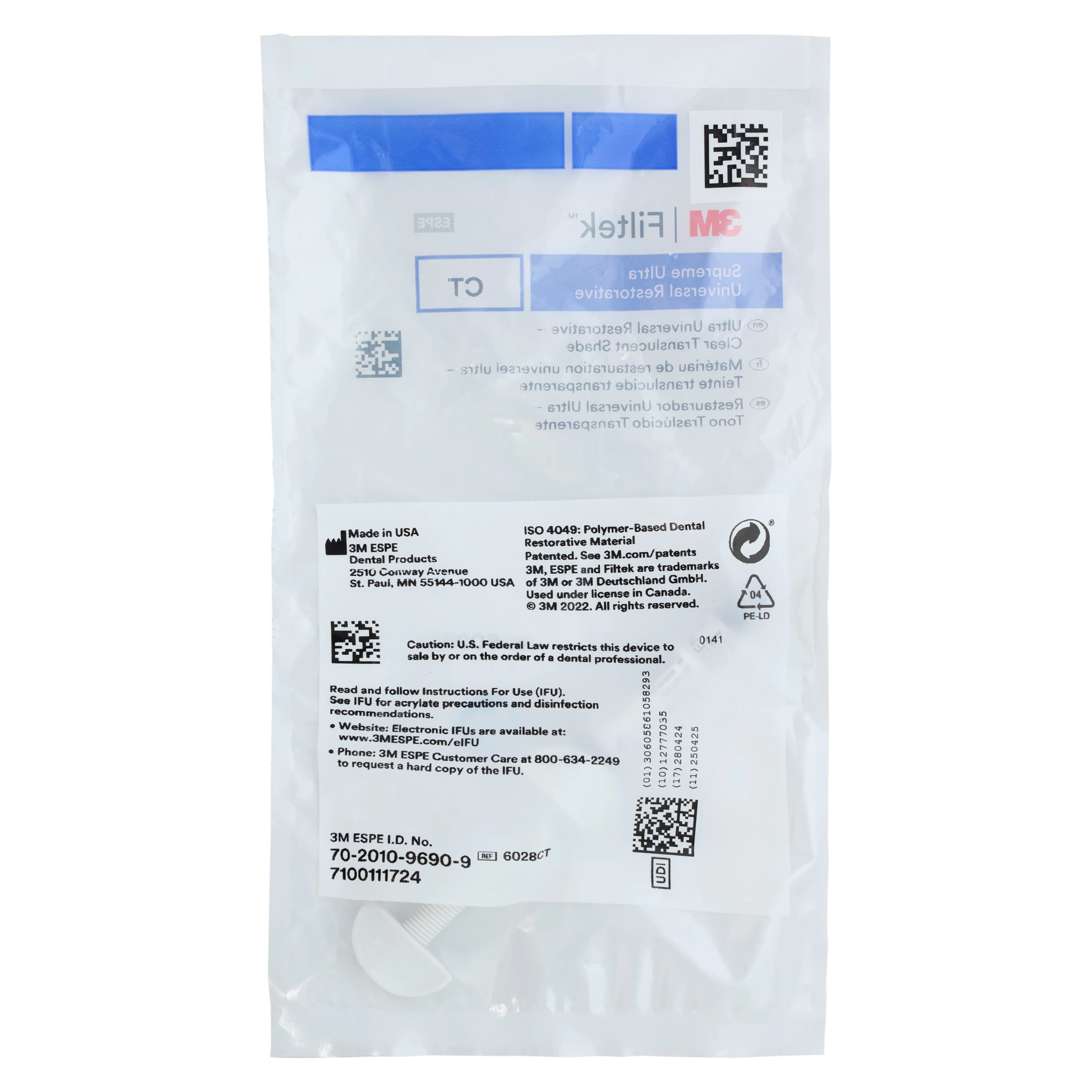 3M Filtek Supreme Ultra Universal Composite, Clear Translucent, 4g Syringe Refill thumbnail 3