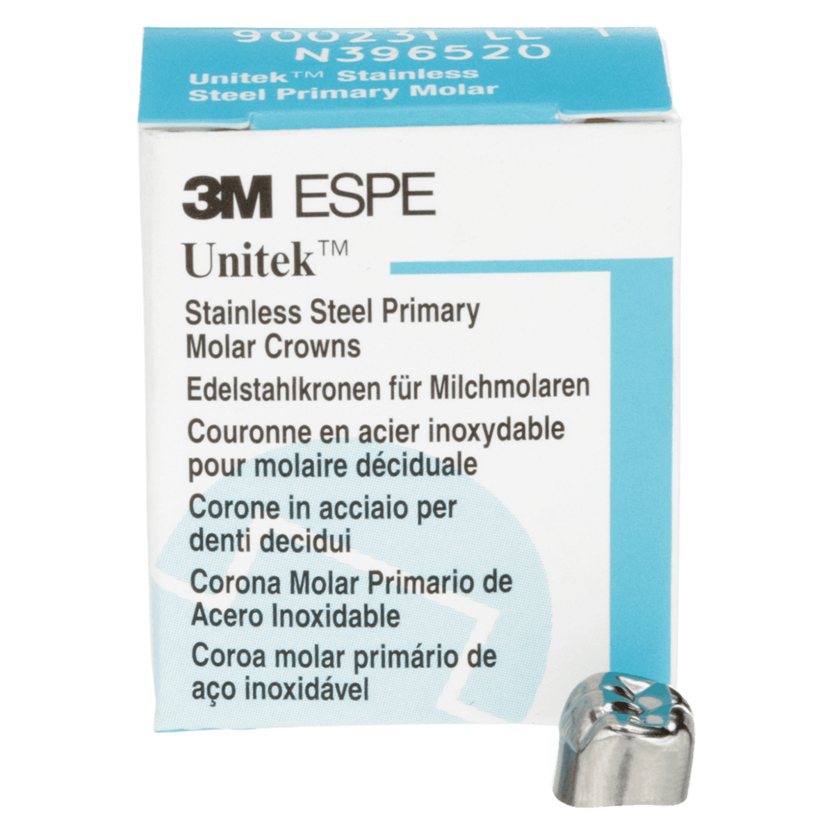 3M Unitek Stainless Steel Primary Molar Crowns, Lower Left Second Primary Molar, Size 1 (LL1), 5/Box, 900231 thumbnail 2