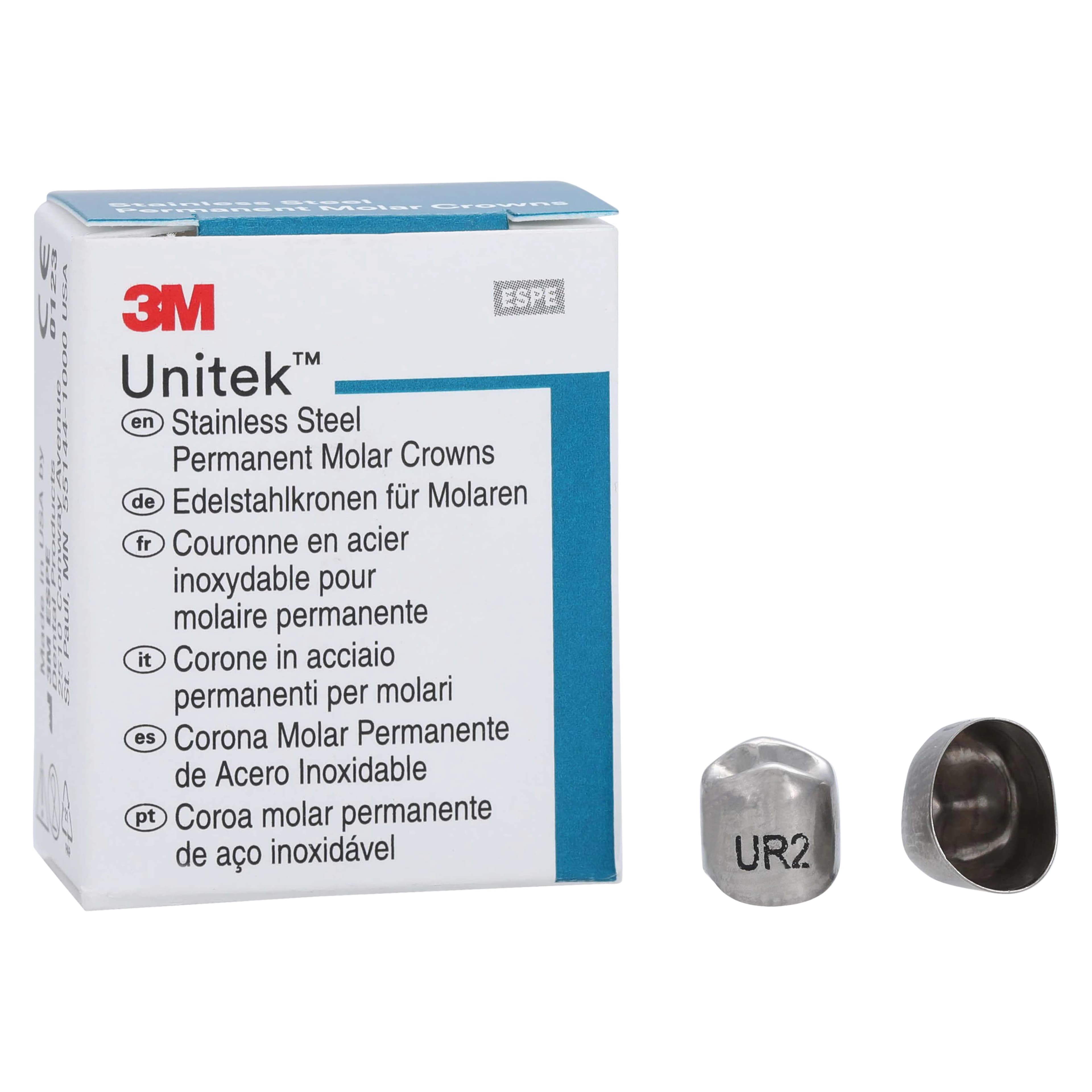 3M Unitek Stainless Steel Permanent Bicuspid Crown, Upper Right First Bicuspid, Size 2 (2UR), 5/Box, 900522 thumbnail 2