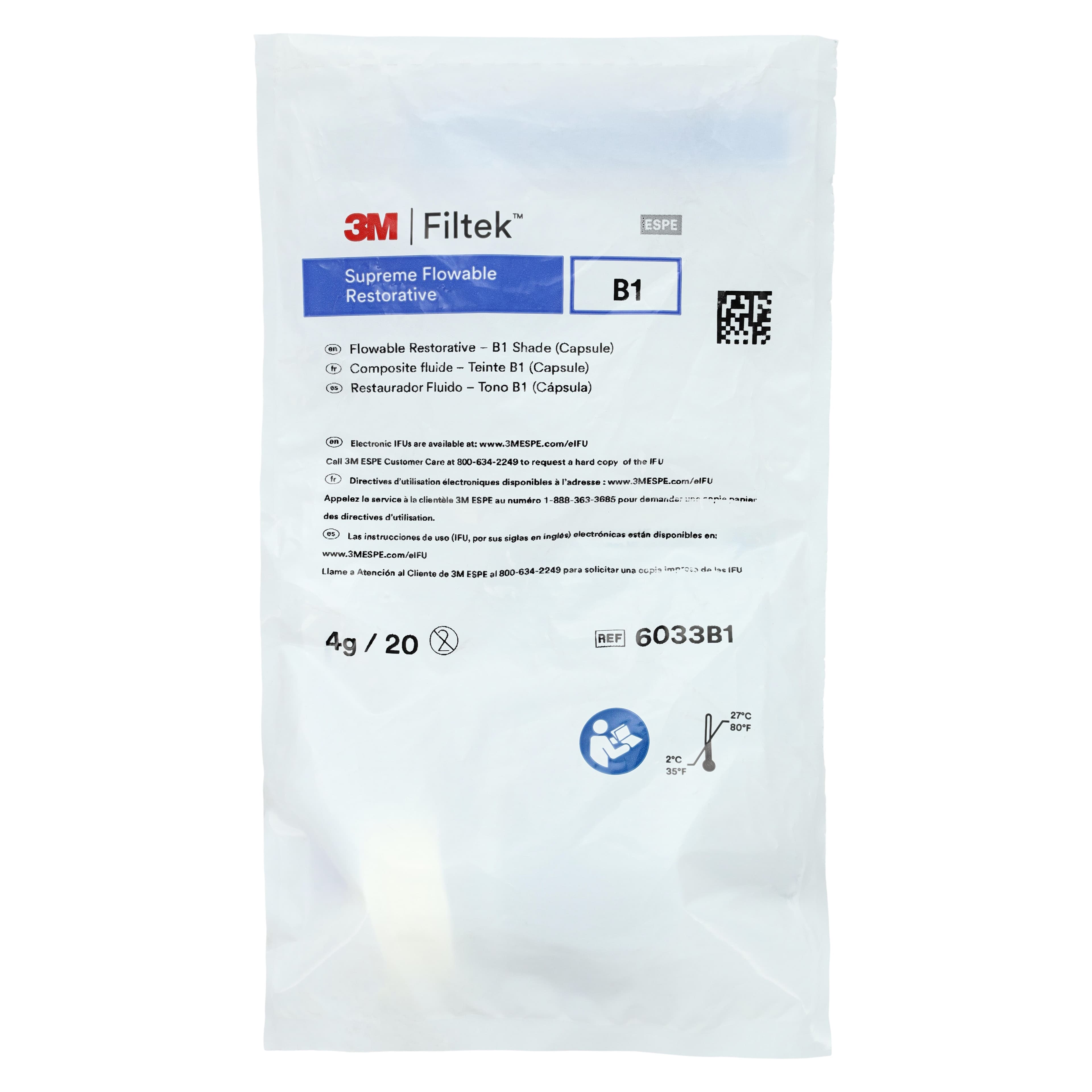 3M Filtek Supreme Ultra Flowable Restorative, Cavifil Capsule Refill, Shade B1, 0.2 g, 20/Pk, 6033B1 thumbnail 5
