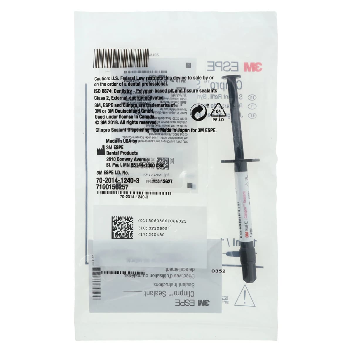 3M Clinpro Sealant Refill Syringe, 1.2 mL, Pink-to-White Color Change, Light-Cure, Fluoride-Releasing, with 10 Dispensing Tips, 12627 thumbnail 2