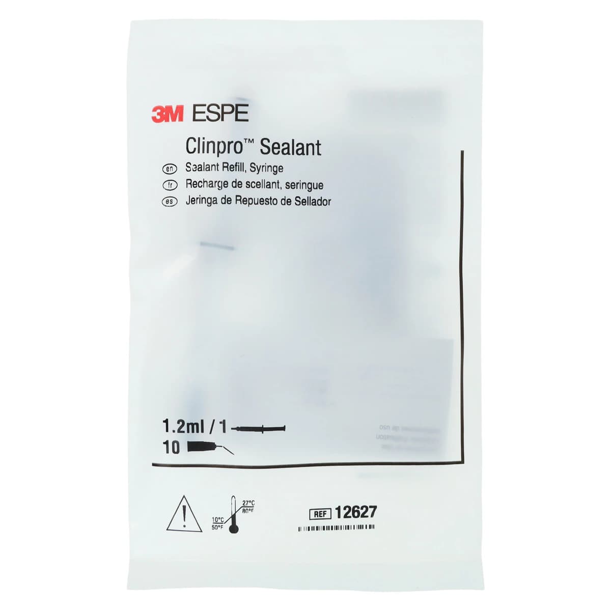 3M Clinpro Sealant Refill Syringe, 1.2 mL, Pink-to-White Color Change, Light-Cure, Fluoride-Releasing, with 10 Dispensing Tips, 12627 - Clinpro Sealant Refill Syringe 1.2ml w/ Tips Ea - Image 1