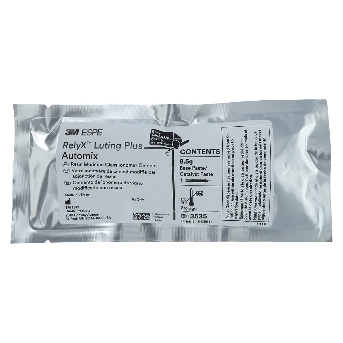 RelyX Luting Plus Automix Resin-Modified Glass Ionomer Cement Trial Kit, 8.5 g Syringe, 12 Mixing Tips, 1/Kit, 3535TK thumbnail 3