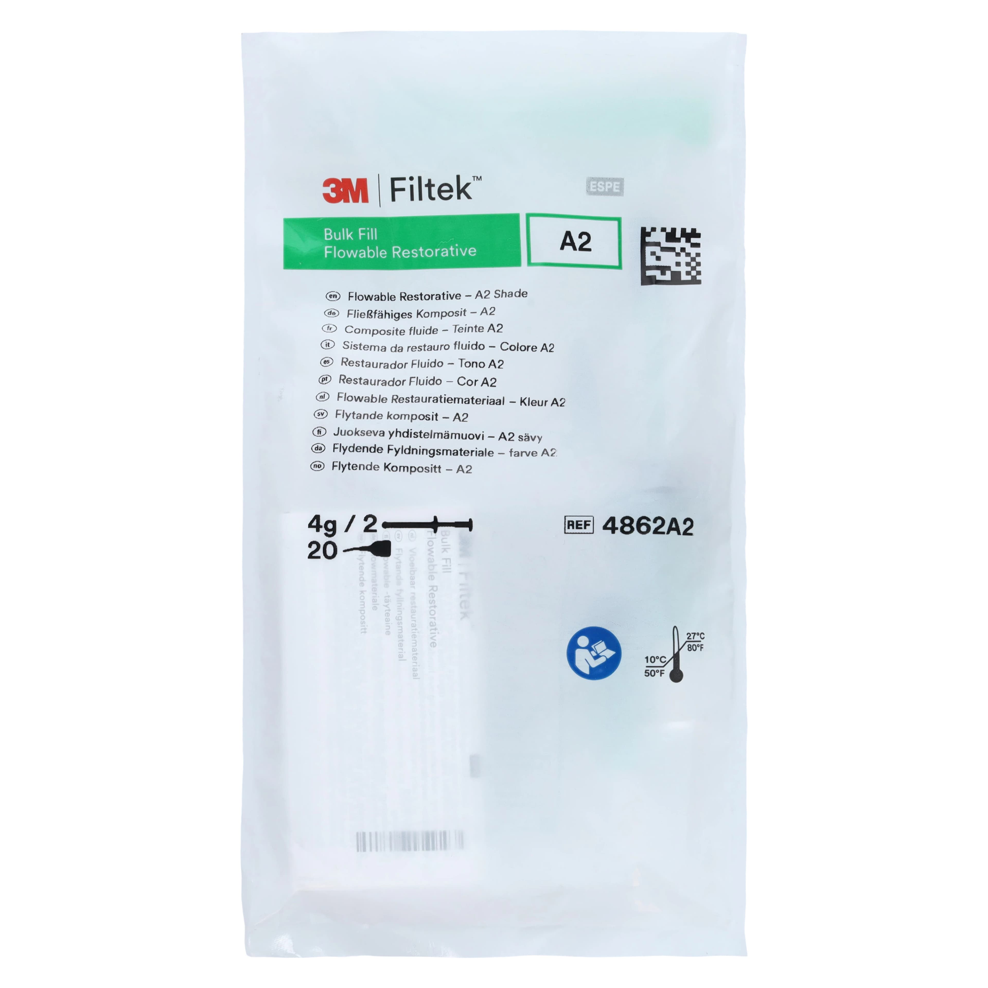 Filtek Bulk Fill Flowable Restorative Syringe Refill, Shade A2, 2 x 2g Syringes, 20 Tips, 4862A2 thumbnail 8