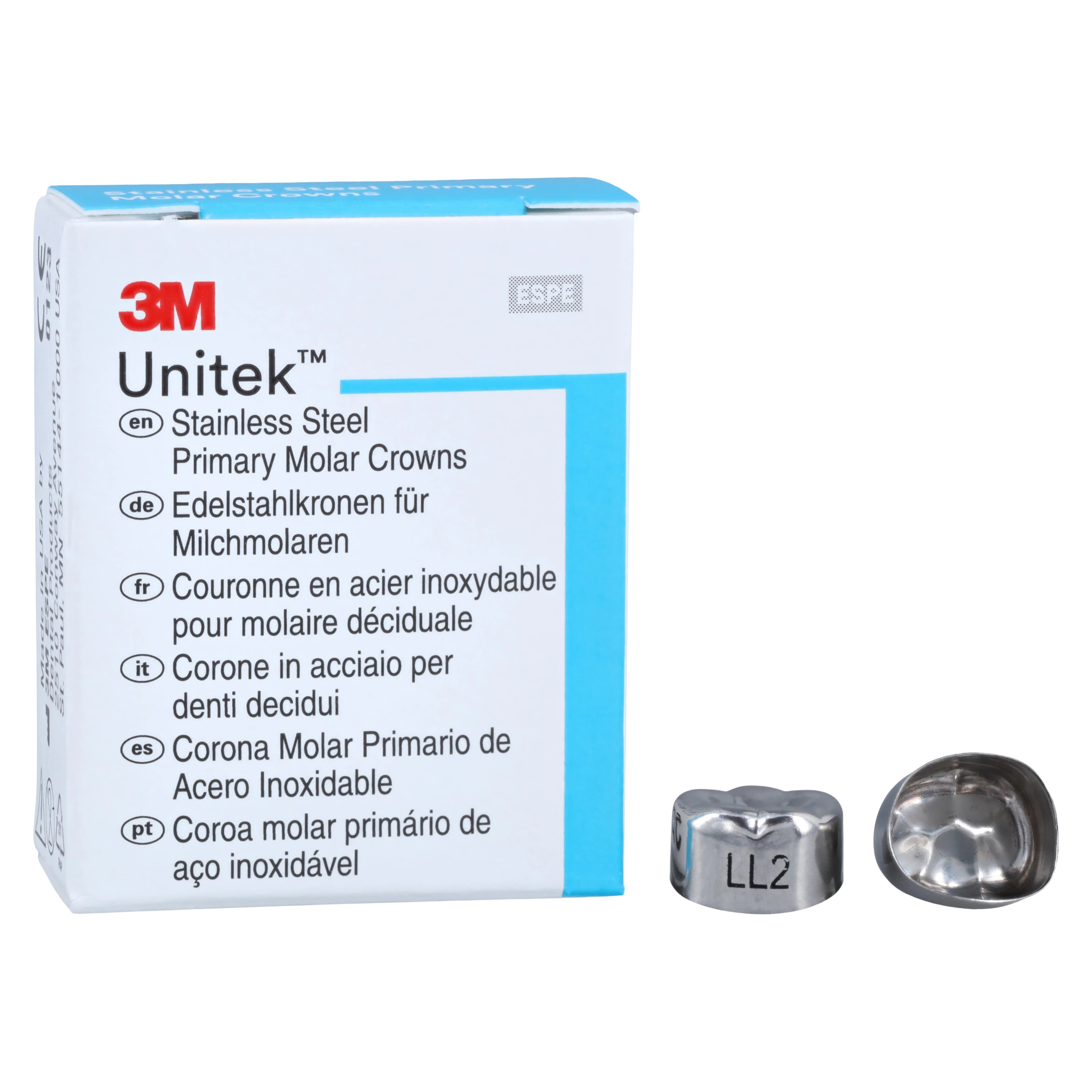 3M Unitek Stainless Steel Primary Molar Crowns, Lower Left Second Primary Molar, Size 2 (LL2), 5/Bx, 900232 thumbnail 2