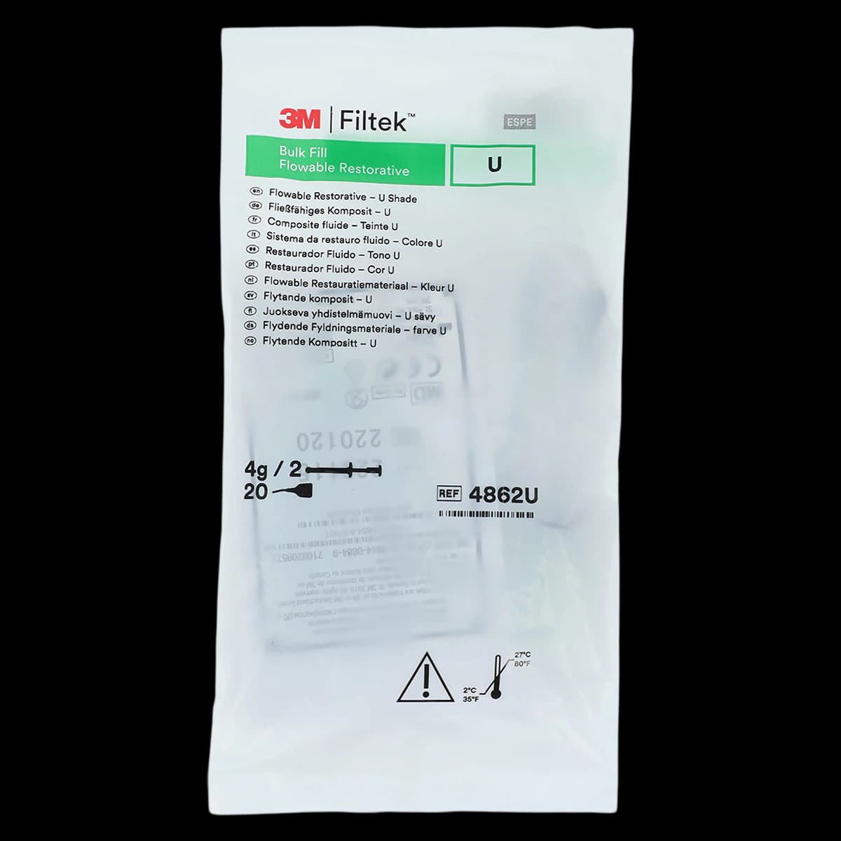 3M Filtek Bulk Fill Flowable Restorative Syringe Refill, Universal Shade, 2g Syringes (2/Pkg), 4862U - Filtek Bulk Fill Flow Syringe Universal - Image 1