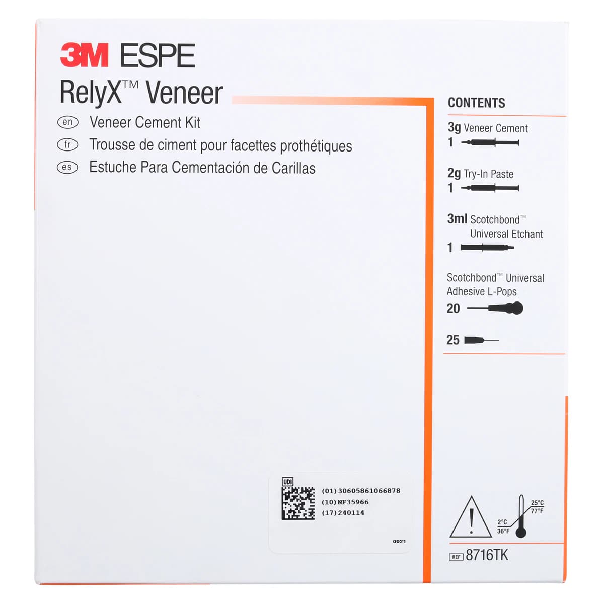 3M RelyX Veneer Cement Trial Kit, Translucent, Light-Cure Resin Cement, 8716TK thumbnail 12
