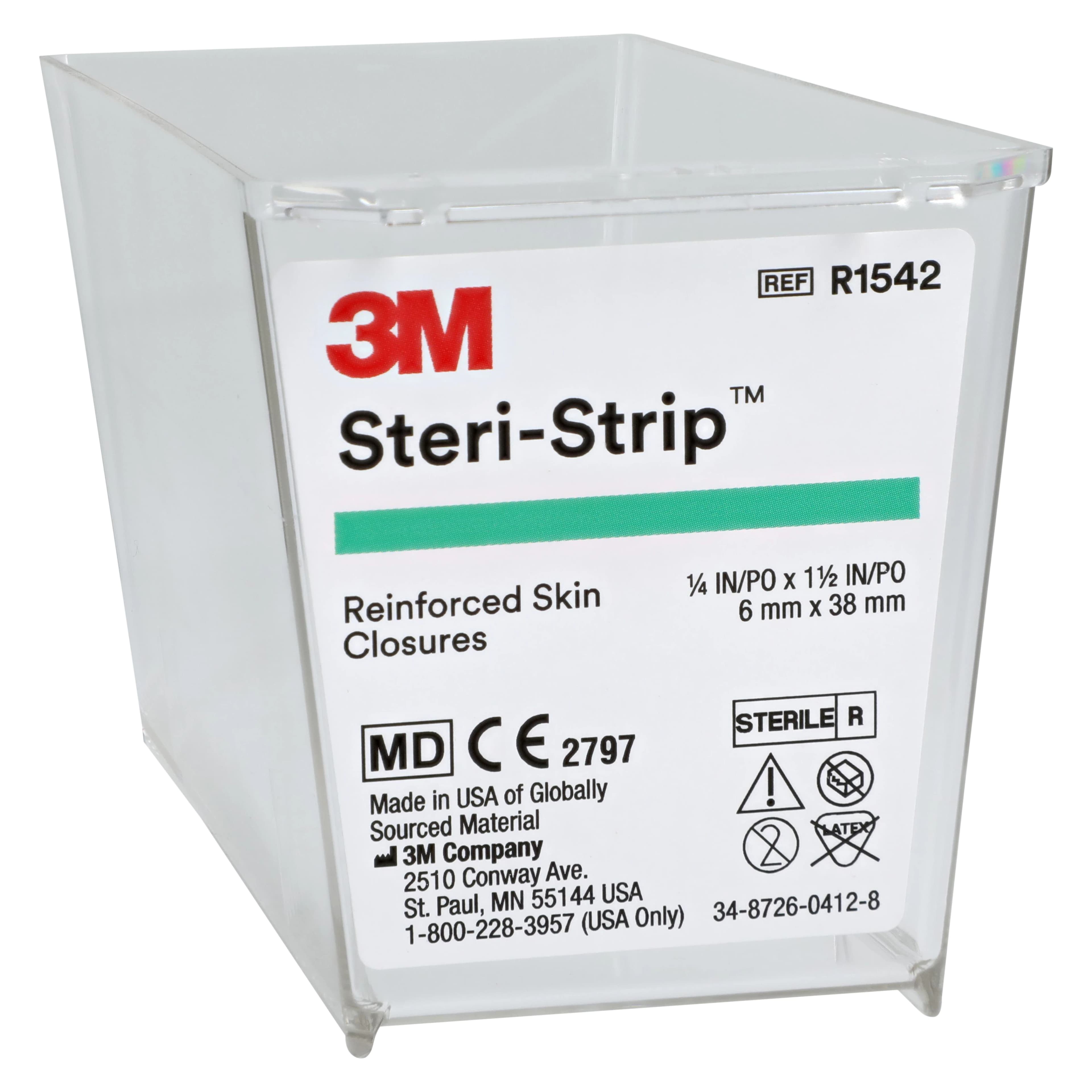 3M Steri-Strip Adhesive Skin Closures, Reinforced, 1/4" x 1-1/2", White, Sterile, 50/Box, R1542 thumbnail 5