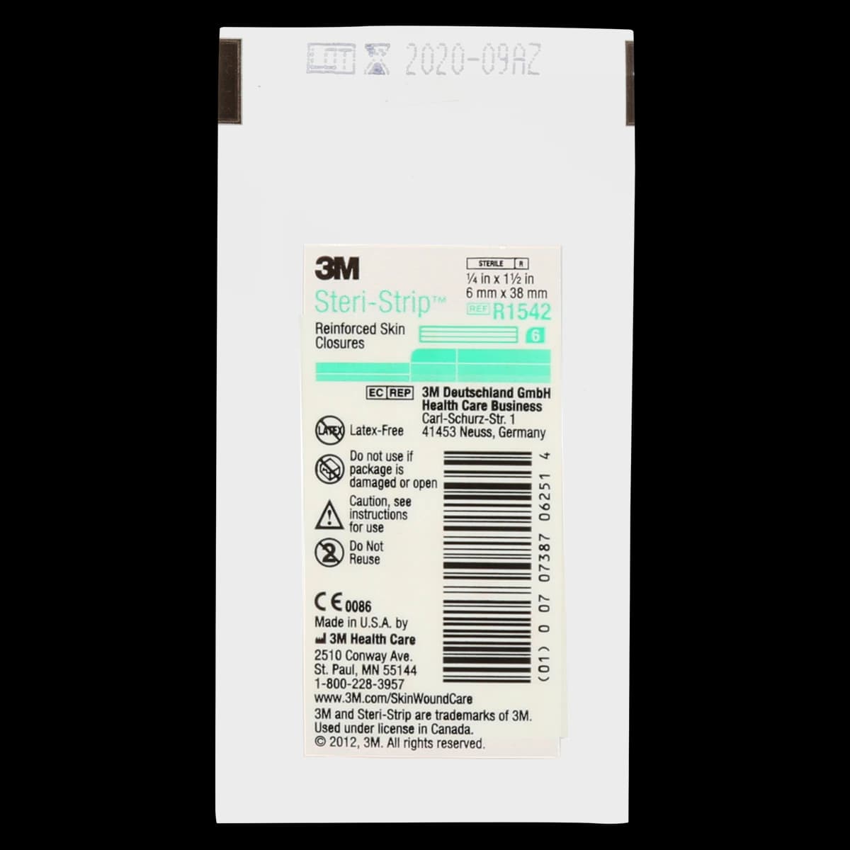 3M Steri-Strip Adhesive Skin Closures, Reinforced, 1/4" x 1-1/2", White, Sterile, 50/Box, R1542 thumbnail 2
