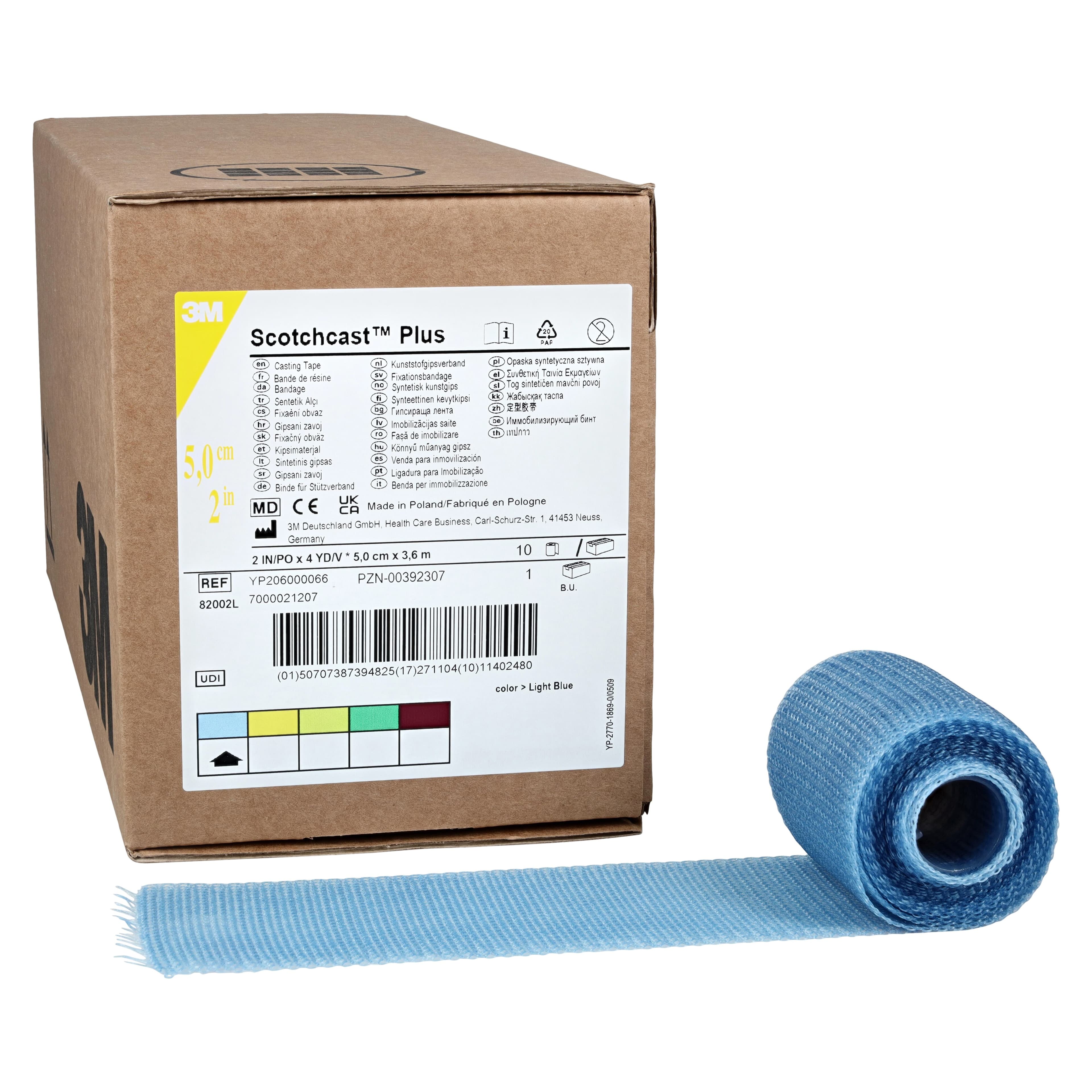 3M Scotchcast Plus Casting Tape, 2" x 4 yds, Light Blue, 10/Case, 82002L thumbnail 2