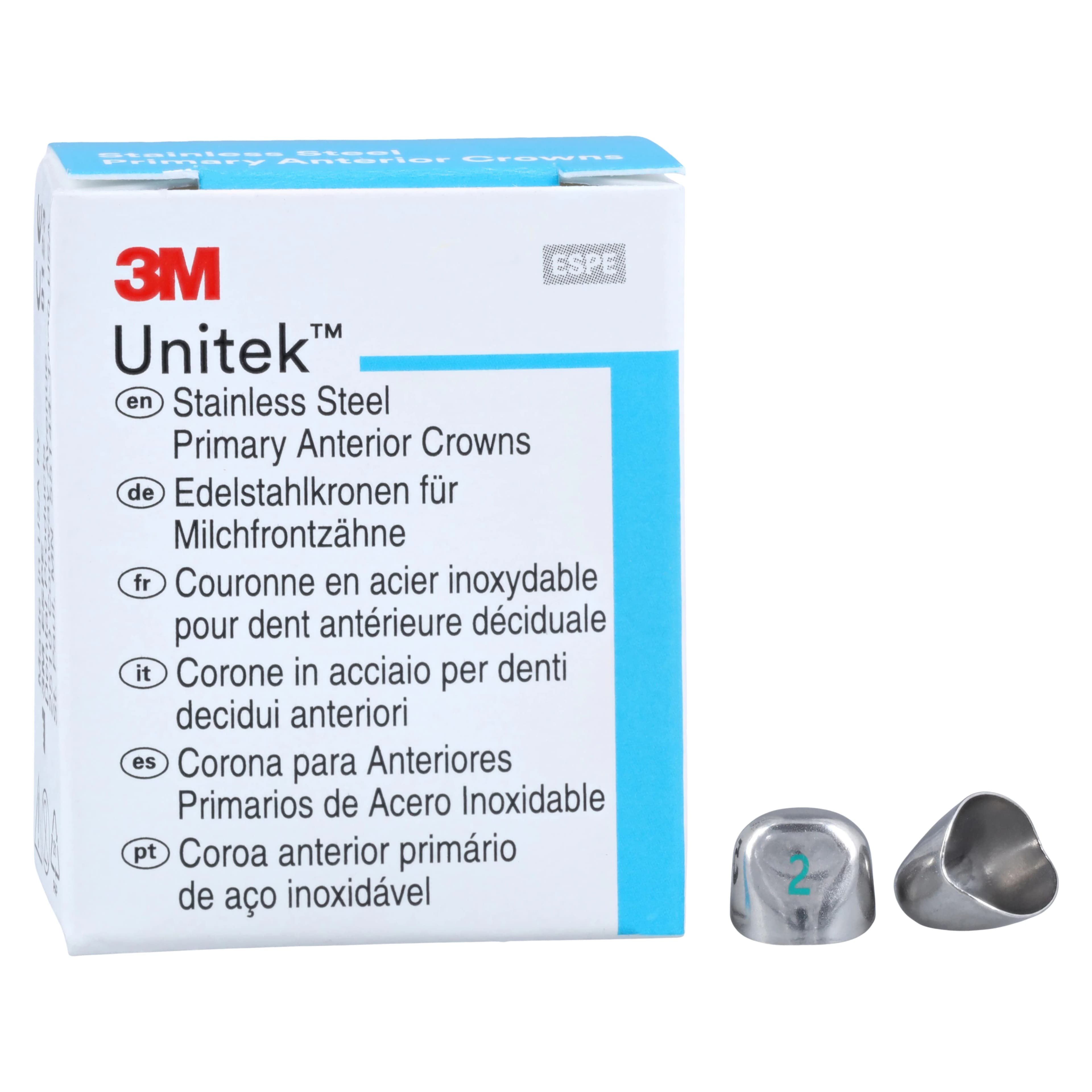 3M Unitek Stainless Steel Primary Anterior Crowns, Upper Cuspid, Size 2U, 5/Box, 907042 thumbnail 2
