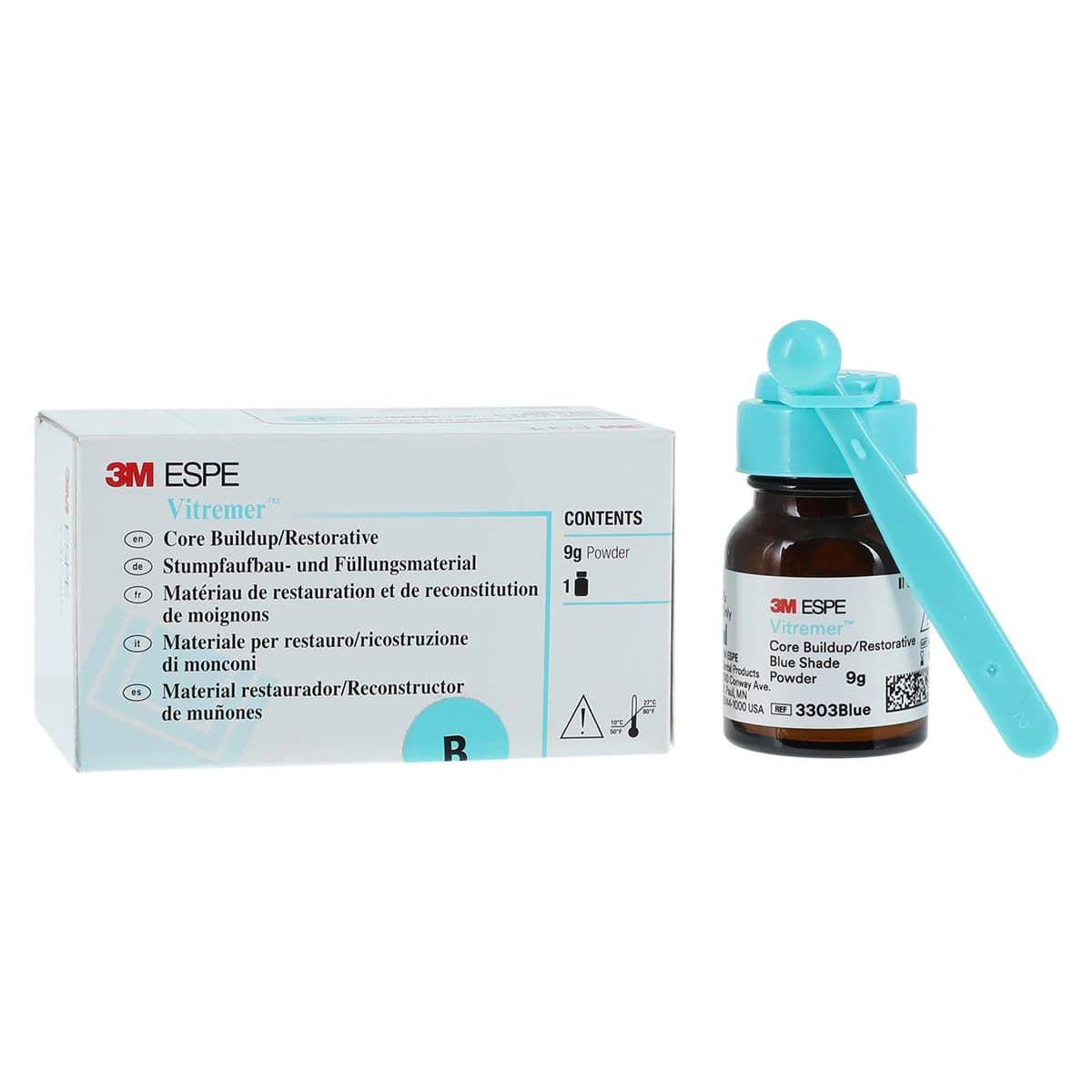 3M Vitremer Core Buildup/Restorative Powder Refill & Spoon, Blue Shade, 9 g, 3303BLUE thumbnail 2