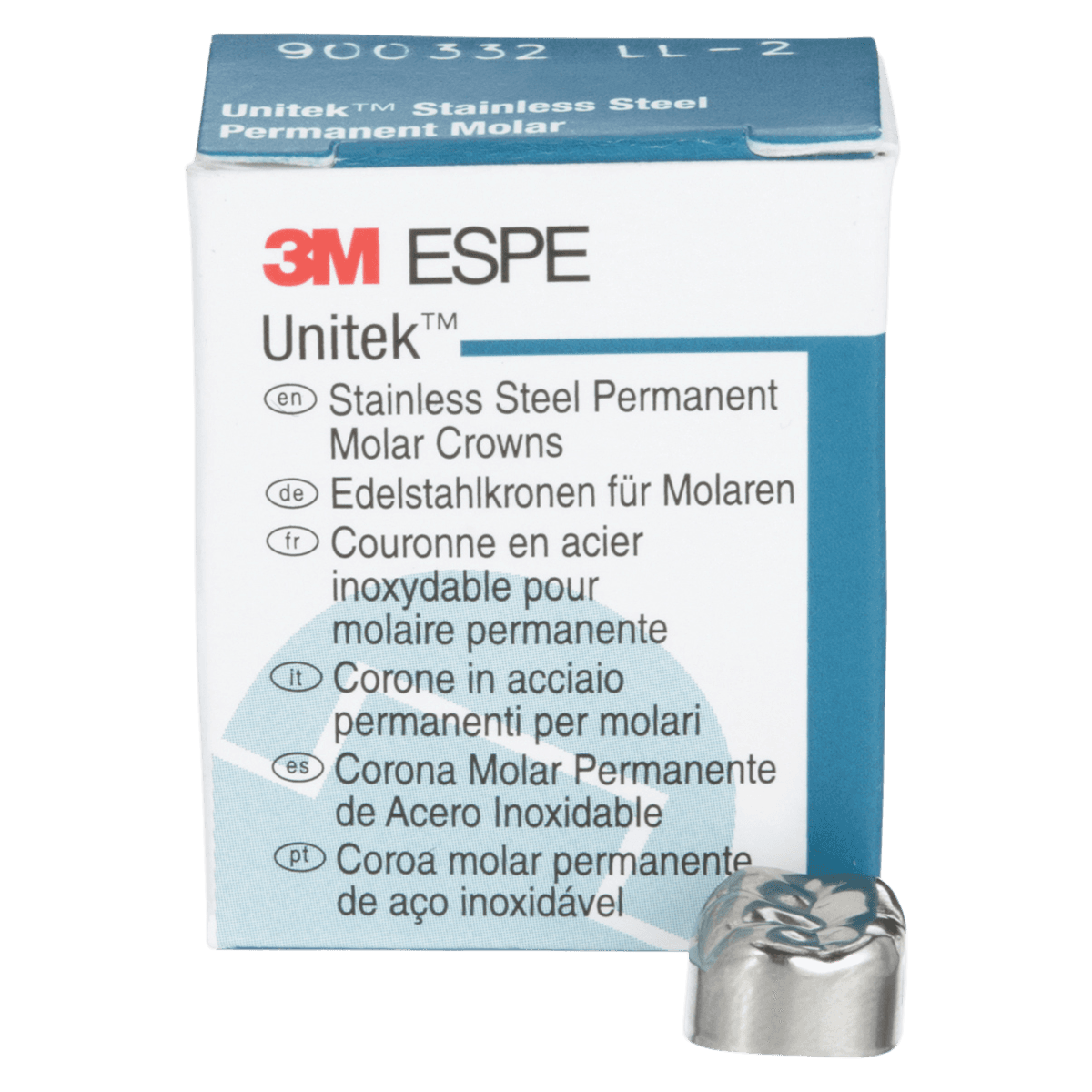 3M Unitek Stainless Steel Permanent Molar Crown, Lower Left First Molar, Size 2 (2LL), 5/Box, 900332 thumbnail 2