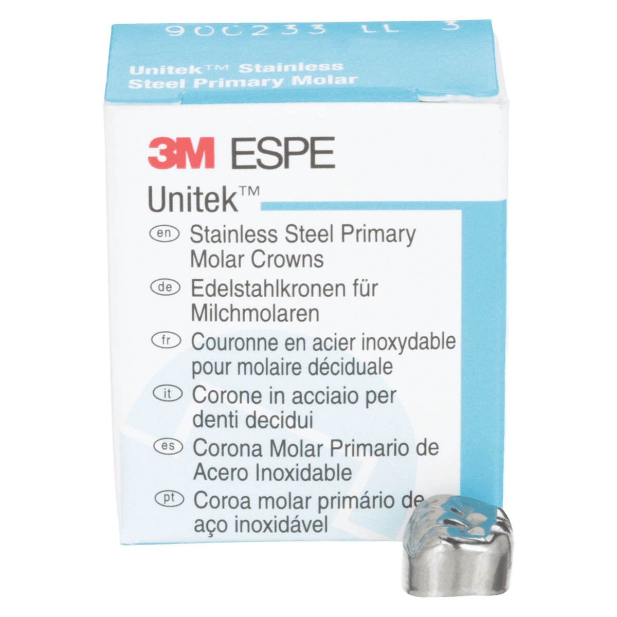 3M Unitek Stainless Steel Primary Molar Crowns, Lower Left Second Primary Molar, Size 3 (LL3), 5/Box, 900233 thumbnail 2