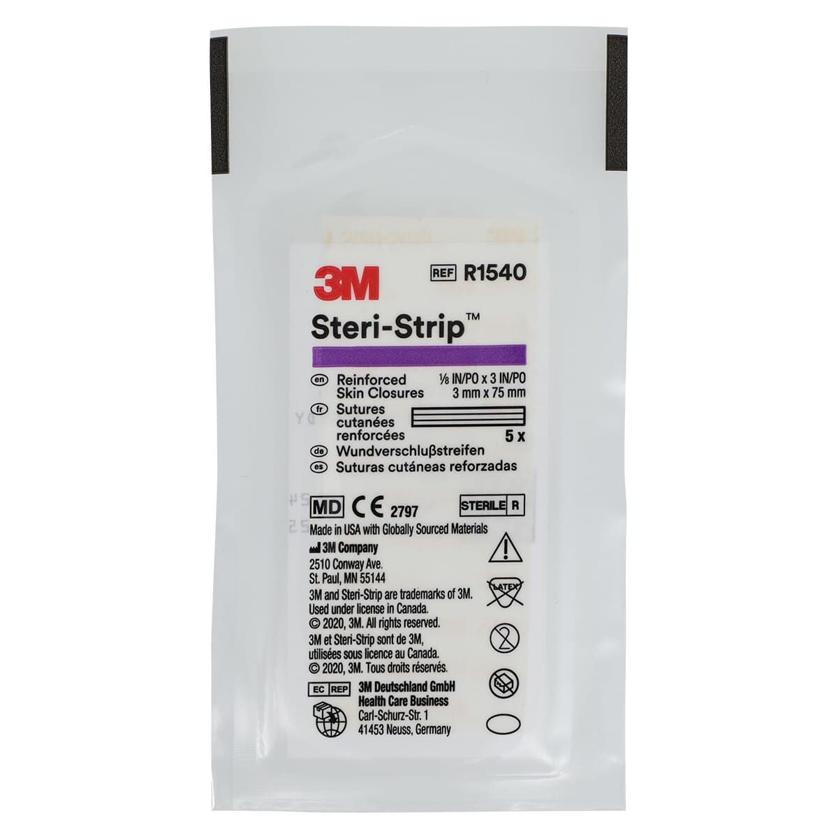 3M Steri-Strip Adhesive Skin Closures, Reinforced, 1/8" x 3", White, 50/Box, R1540 thumbnail 3