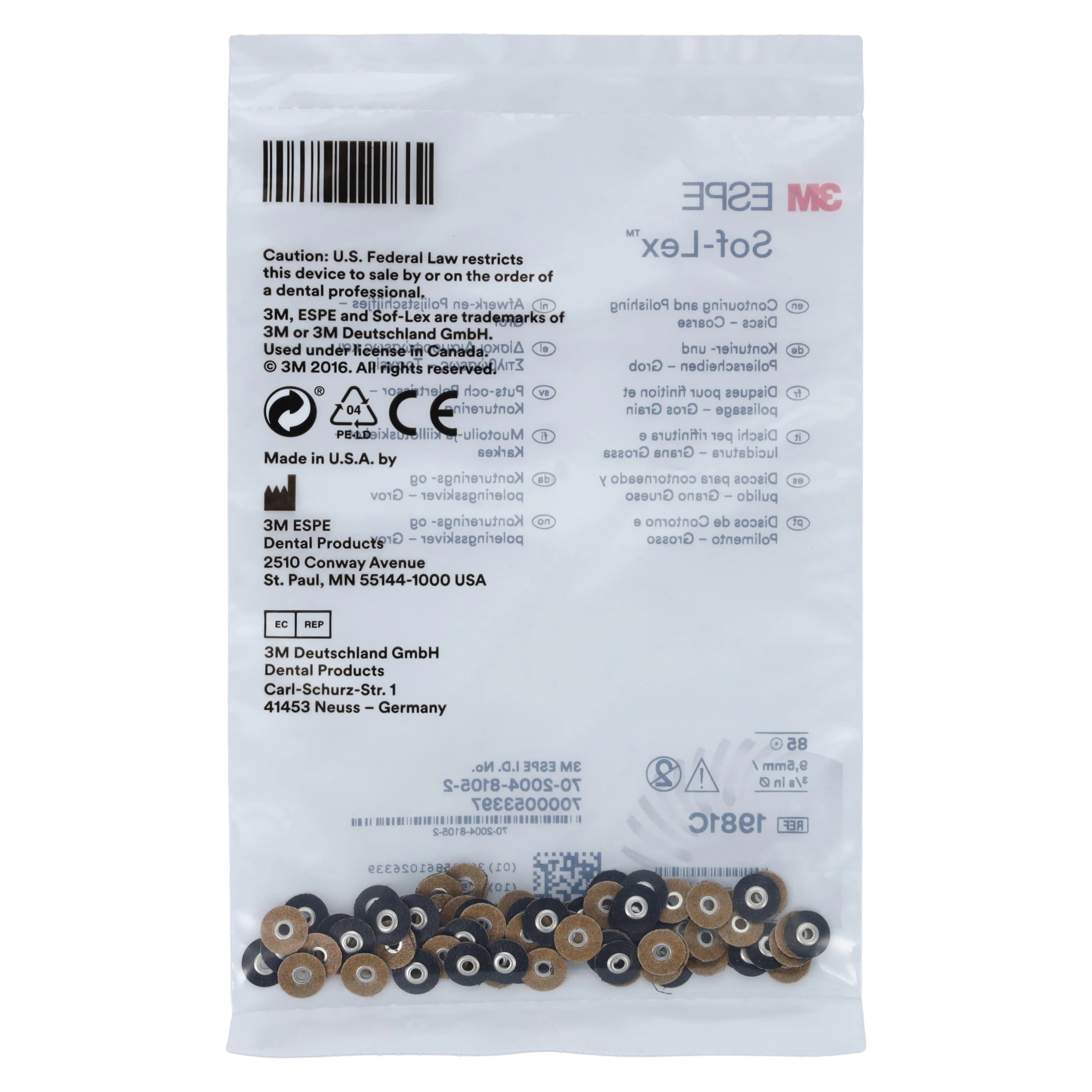 3M Sof-Lex Contouring and Polishing Discs, Pop-On, 3/8", Coarse, Black, 85/Pk, 1981C thumbnail 4