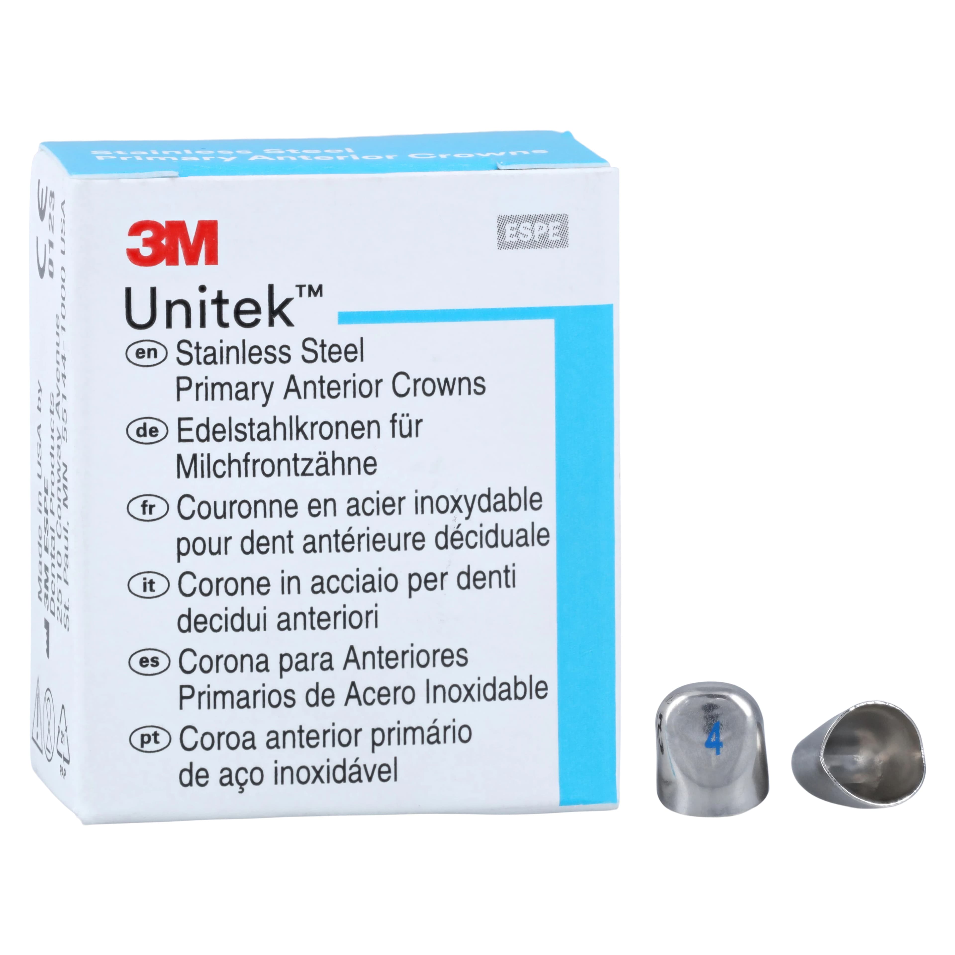 3M Unitek Stainless Steel Primary Anterior Crowns, Lower Cuspid, Size 4L, 5/Box, 907054 thumbnail 2