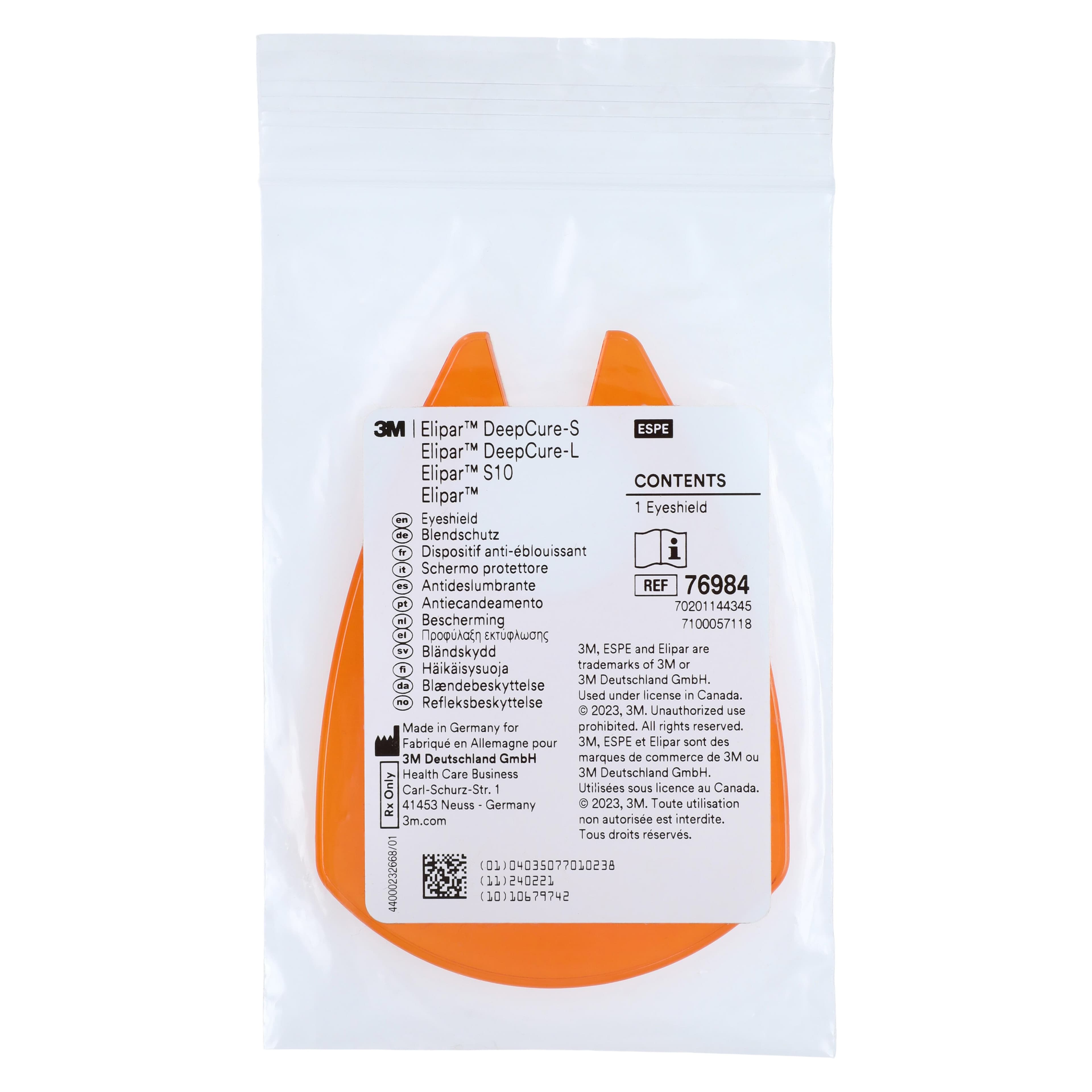 3M Elipar DeepCure-S Eye Shield, Orange, Large, 1/Pkg, 76984 thumbnail 3