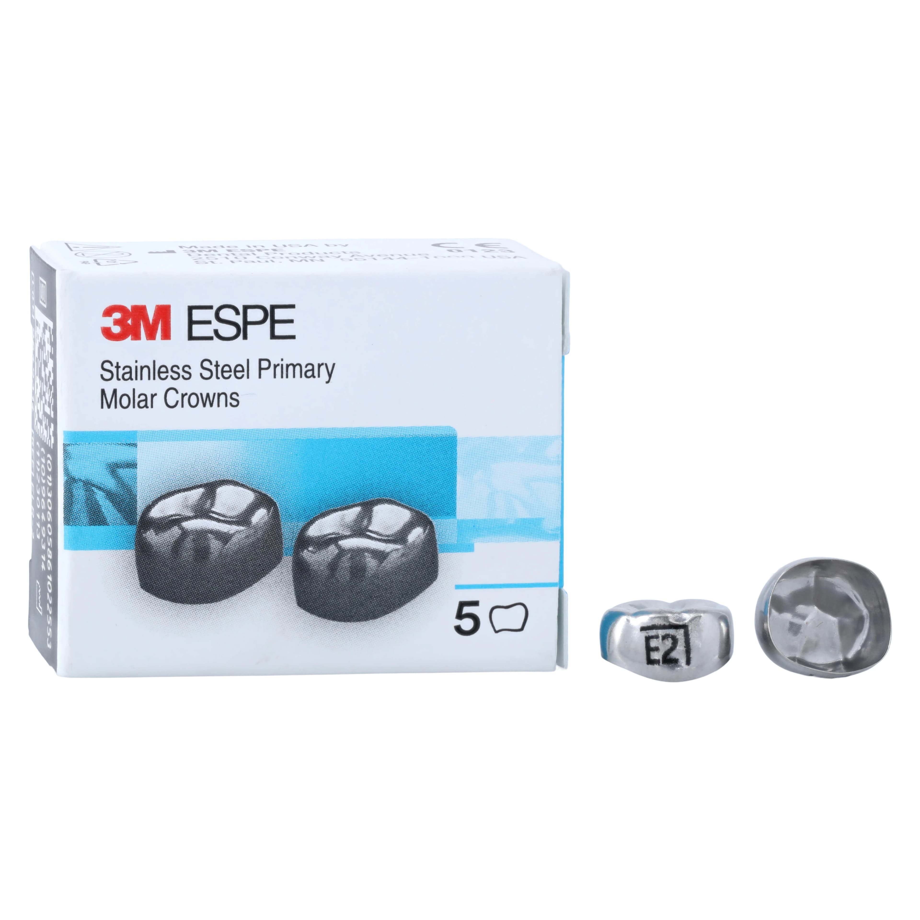 3M Crowns SS 2nd Primary Molar, Size ELR2, Lower Right, Preformed Temporary, 5/Box - 3M Crowns SS 2nd Prim Mol - Image 1