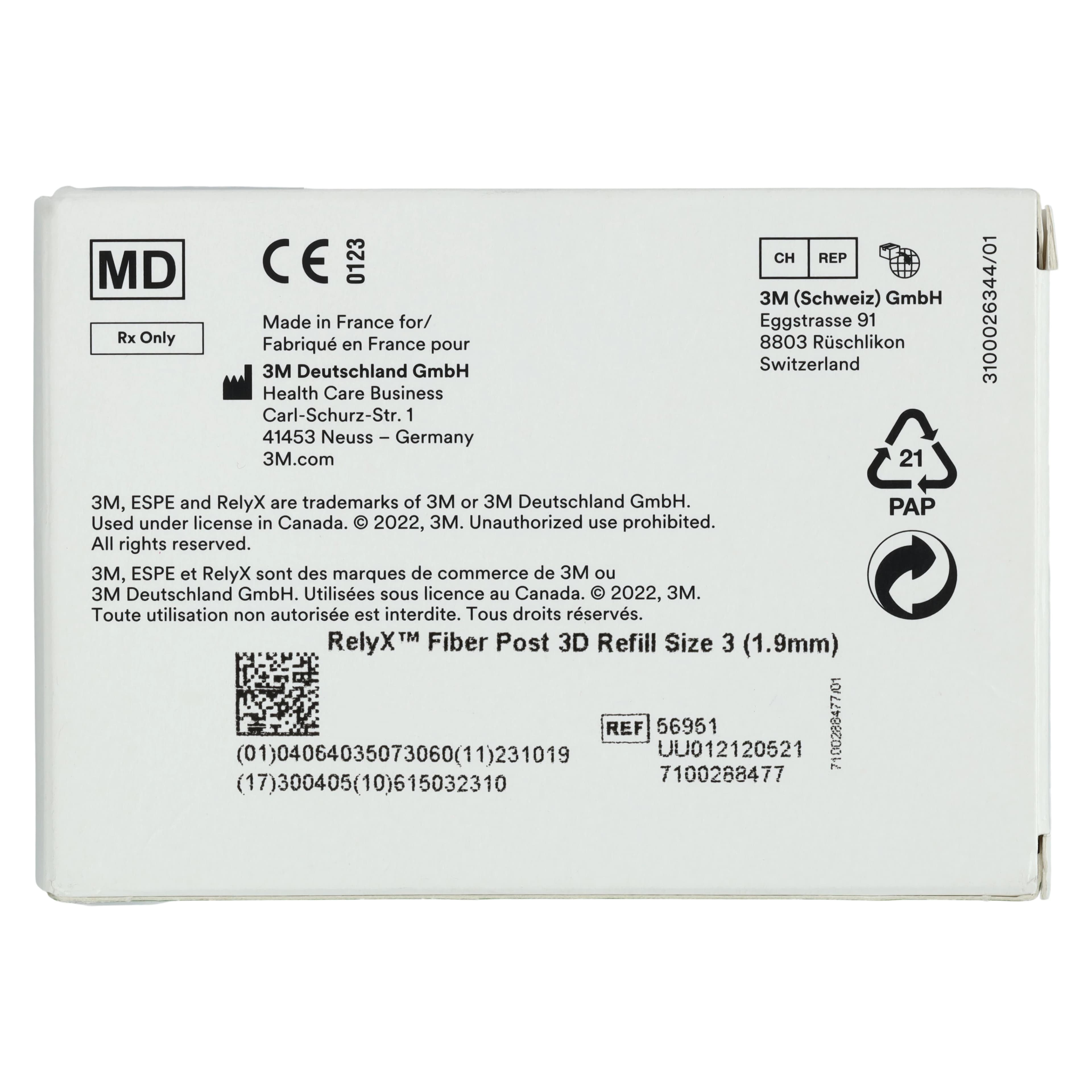 3M RelyX Fiber Post 3D Glass Fiber Post Refill, Size 3 (1.9mm), Blue, 10/Pk, 56951 thumbnail 5