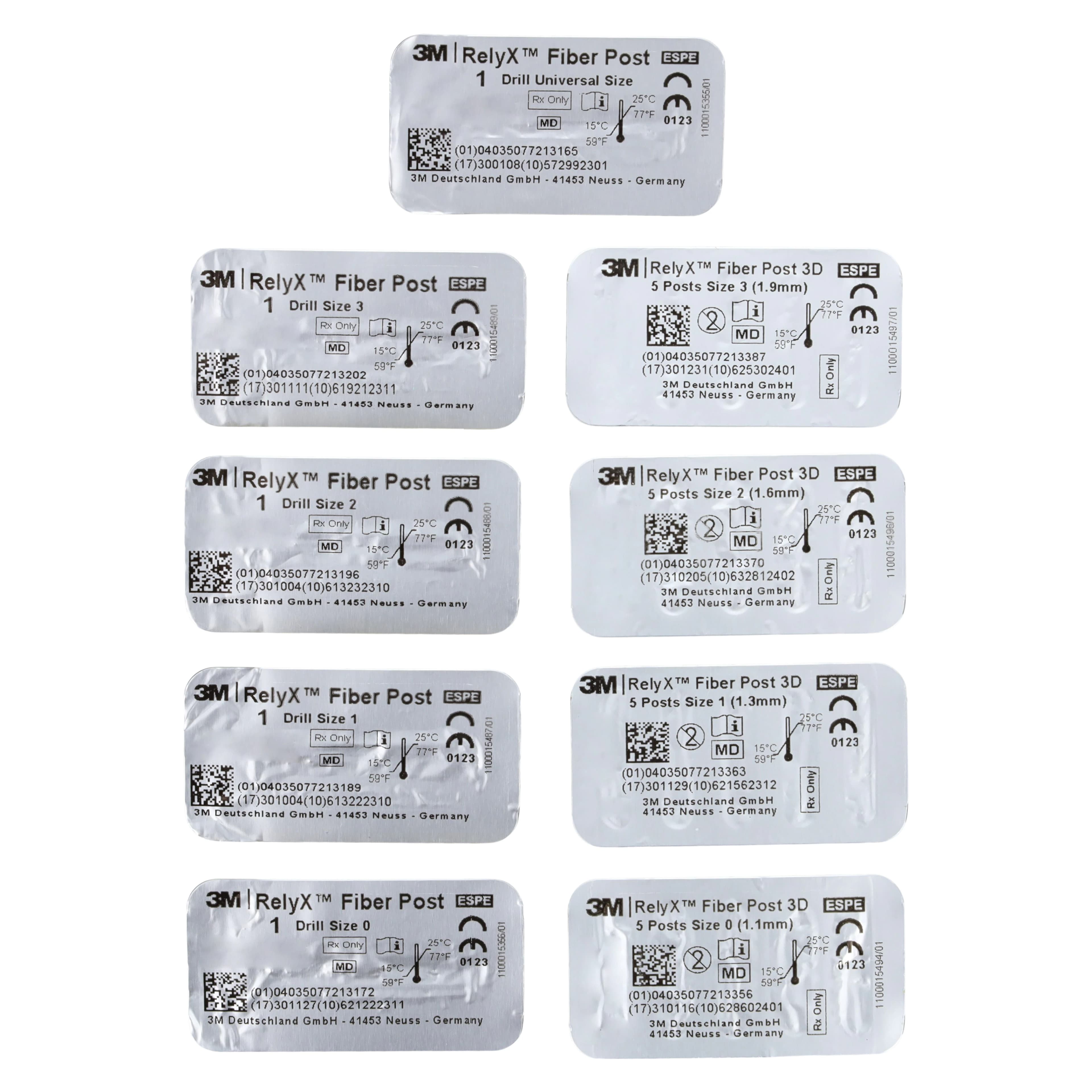 3M RelyX Fiber Post 3D Glass Fiber Post Intro Kit, Assorted Sizes 0-3, 20 Posts & 5 Drills, 56957 thumbnail 3