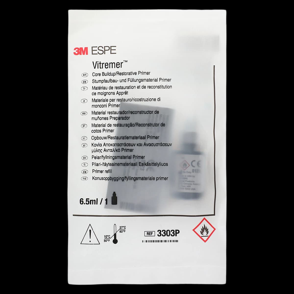 3M Vitremer Tri-Cure Glass Ionomer Core Build-Up/Restorative Primer Refill, 6.5 ml, 3303P - , 6.5 ml, Primer, 3303P - Image 1