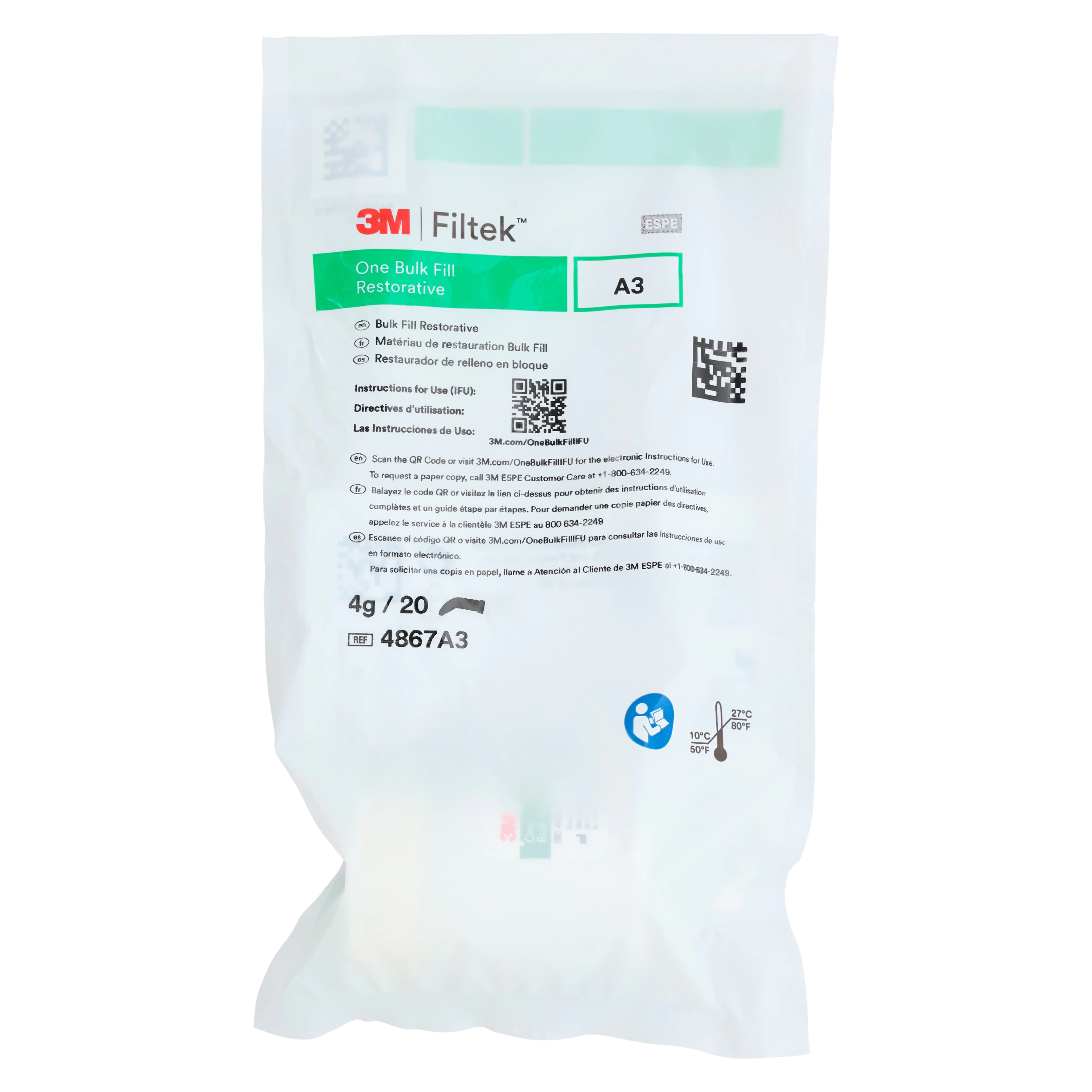 3M Filtek One Bulk Fill Restorative, Capsule Refill, Shade A3, 0.2 g, 20/Box, 4867A3 thumbnail 3