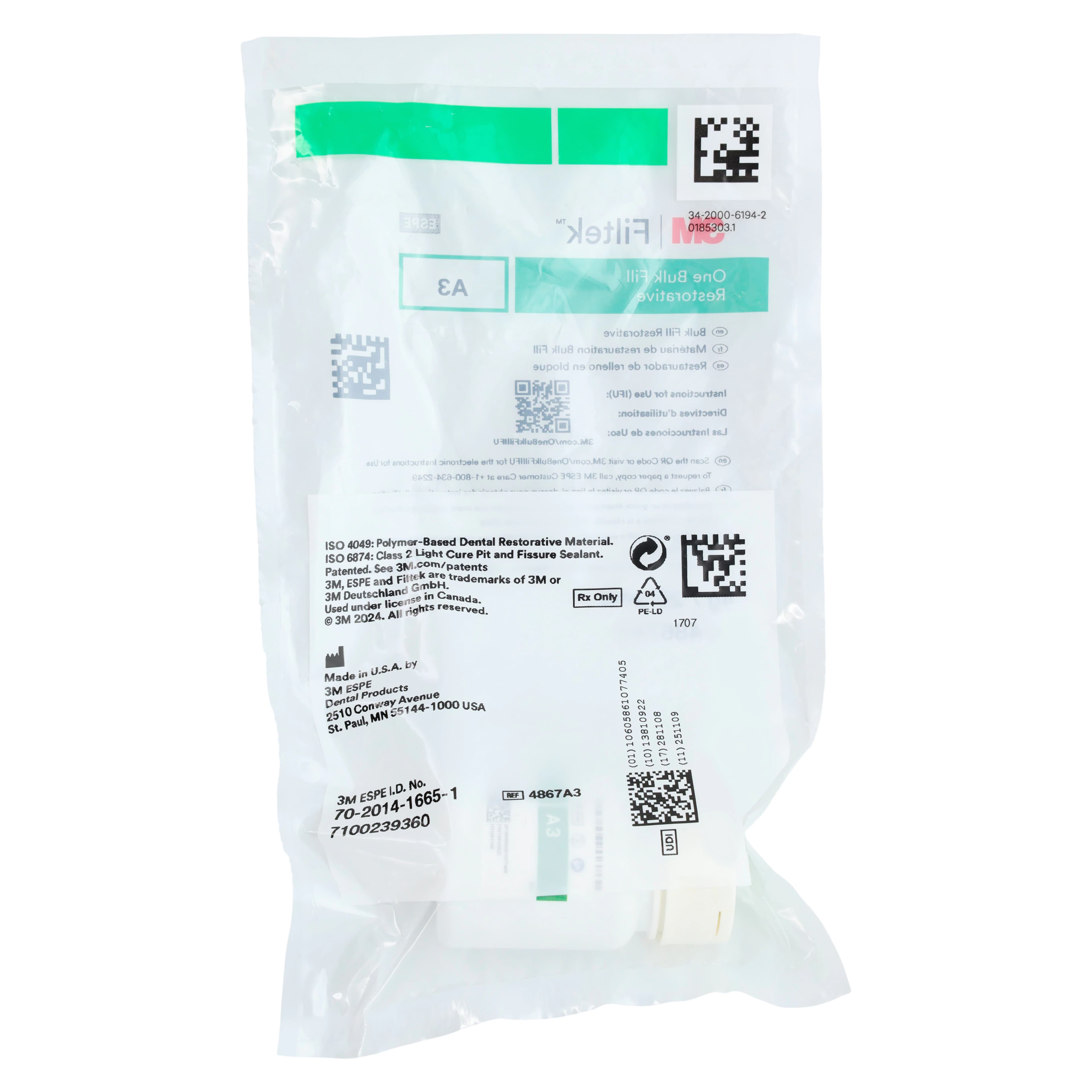 3M Filtek One Bulk Fill Restorative, Capsule Refill, Shade A3, 0.2 g, 20/Box, 4867A3 thumbnail 4