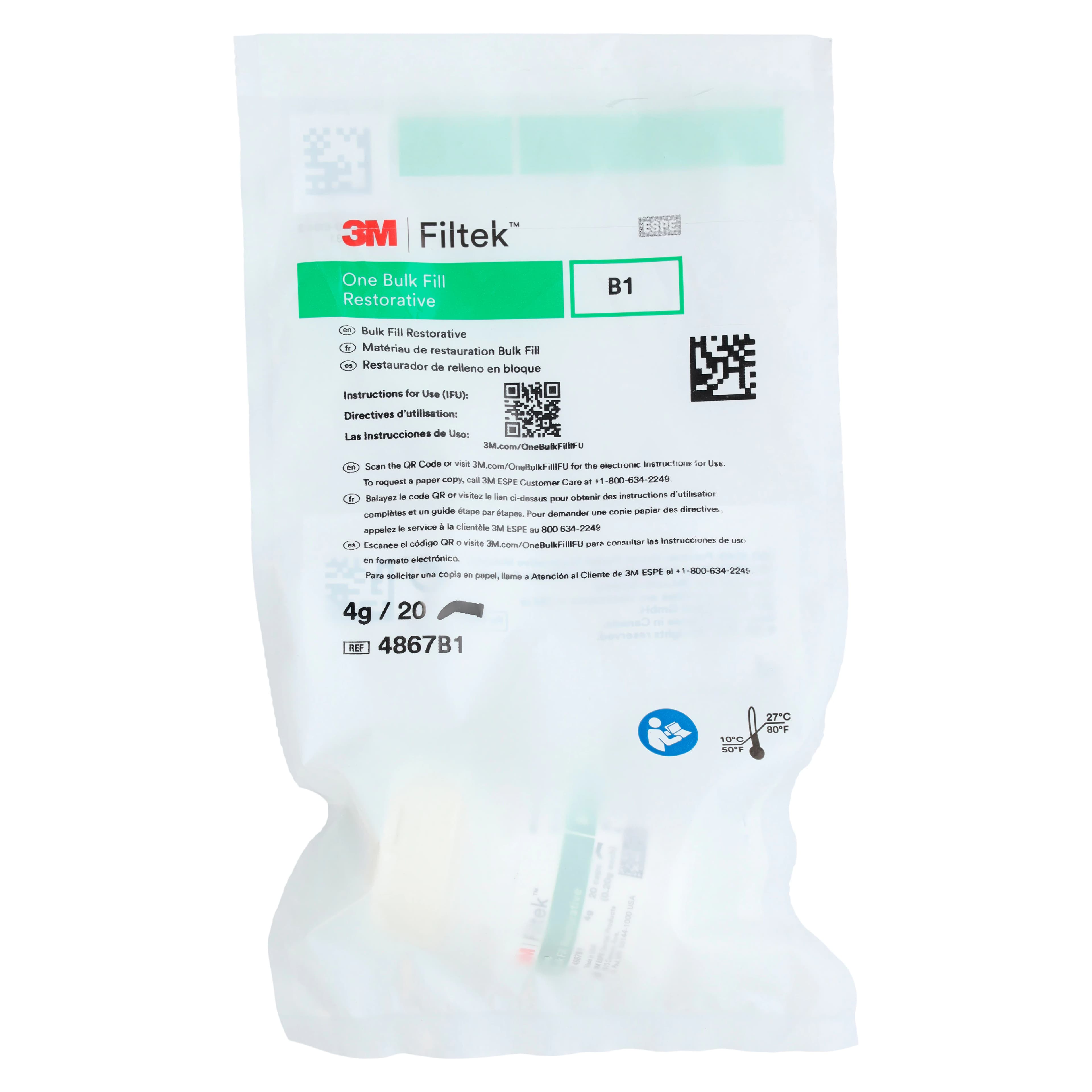 3M Filtek One Bulk Fill Restorative Capsules, Shade B1, 0.2 g, 20/Pk, 4867B1 thumbnail 4