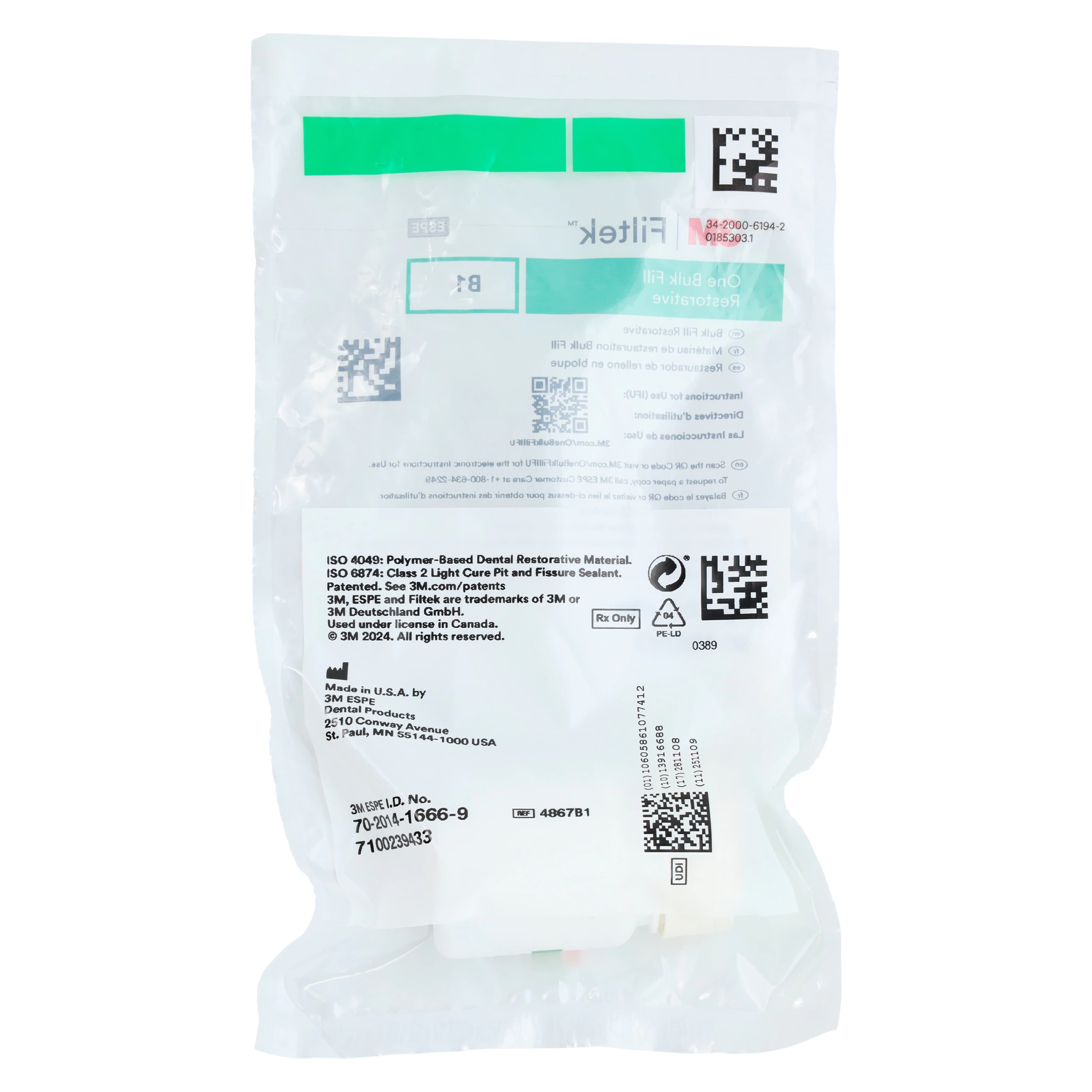 3M Filtek One Bulk Fill Restorative Capsules, Shade B1, 0.2 g, 20/Pk, 4867B1 thumbnail 5