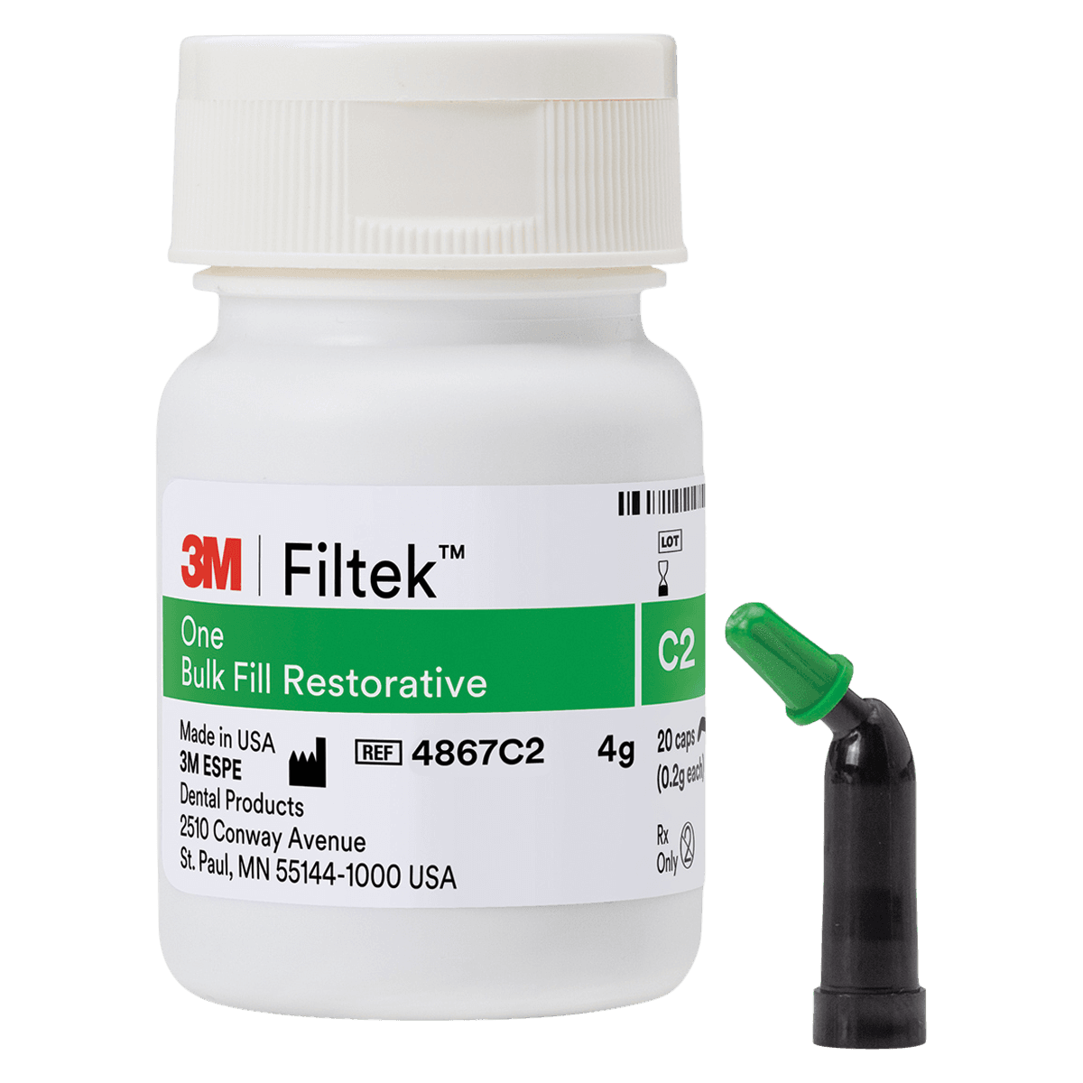 3M Filtek One Bulk Fill Restorative, Capsule Refill, Shade C2, 0.2 g, 20/Box, 4867C2 - Filtek One Bulk Fill Restorative C2 Capsules 20Pk - Image 1