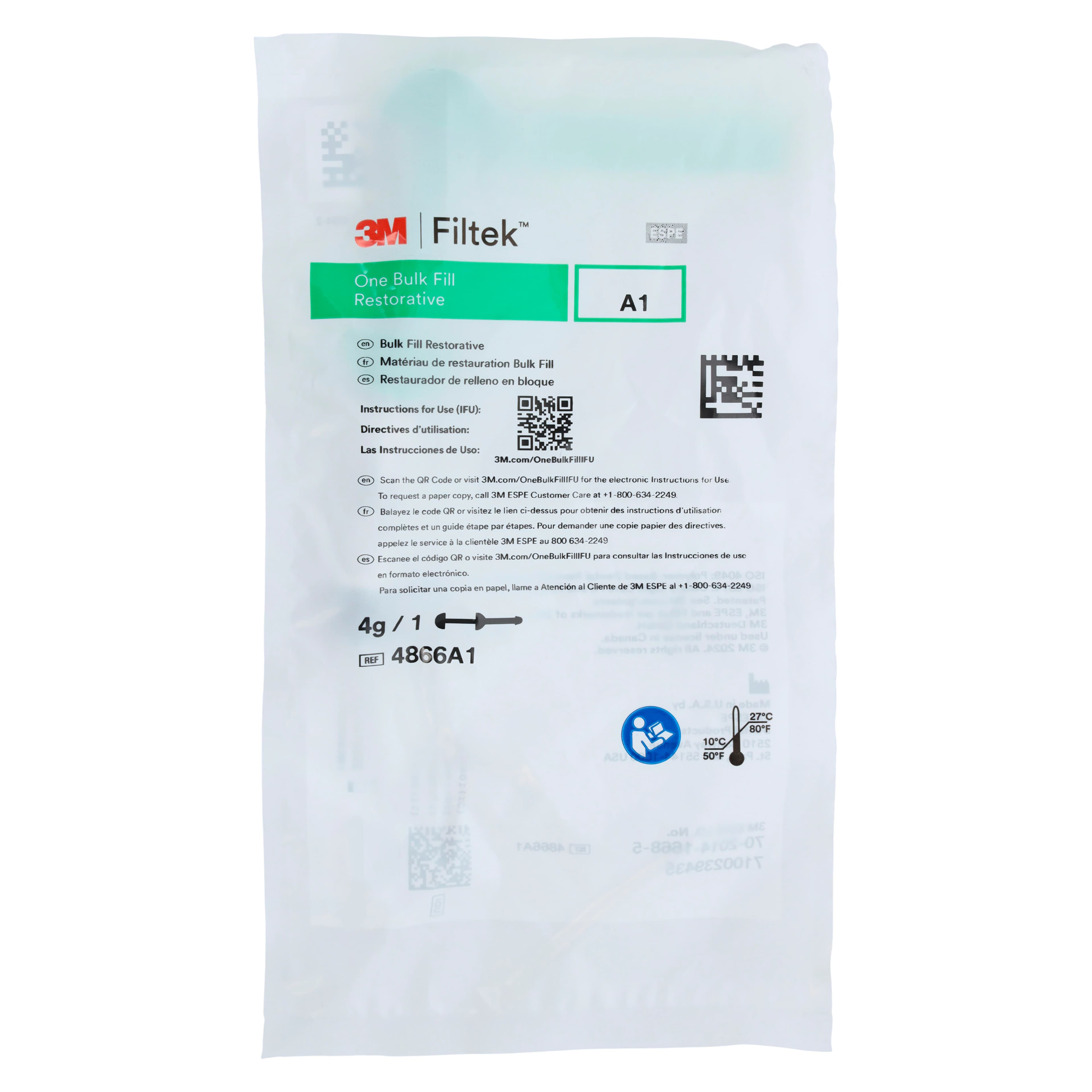 3M Filtek One Bulk Fill Restorative Syringe Refill, 4g, Shade A1, 4866A1 thumbnail 5