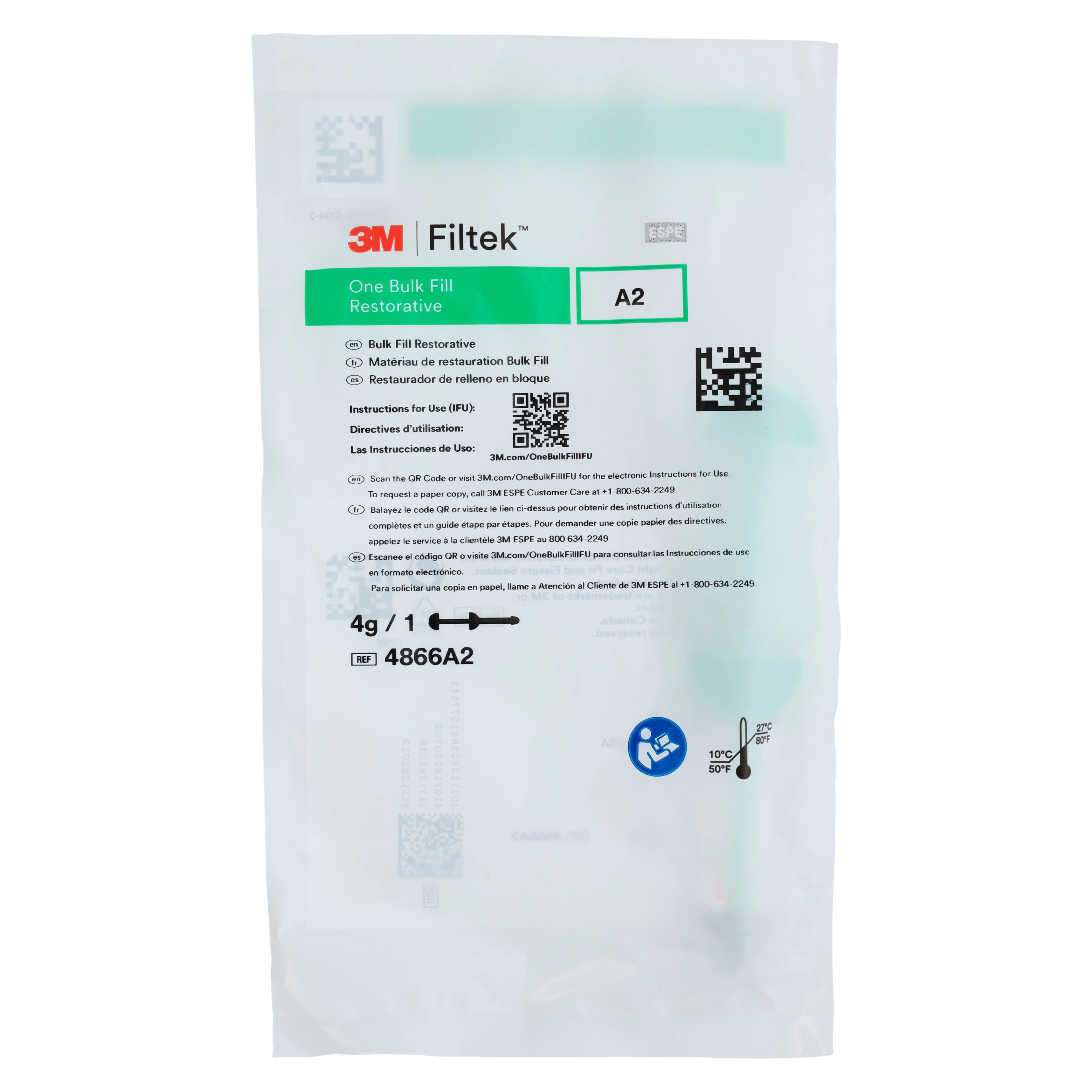 3M Filtek One Bulk Fill Restorative, Syringe Refill, 4g, Shade A2, 4866A2 thumbnail 4