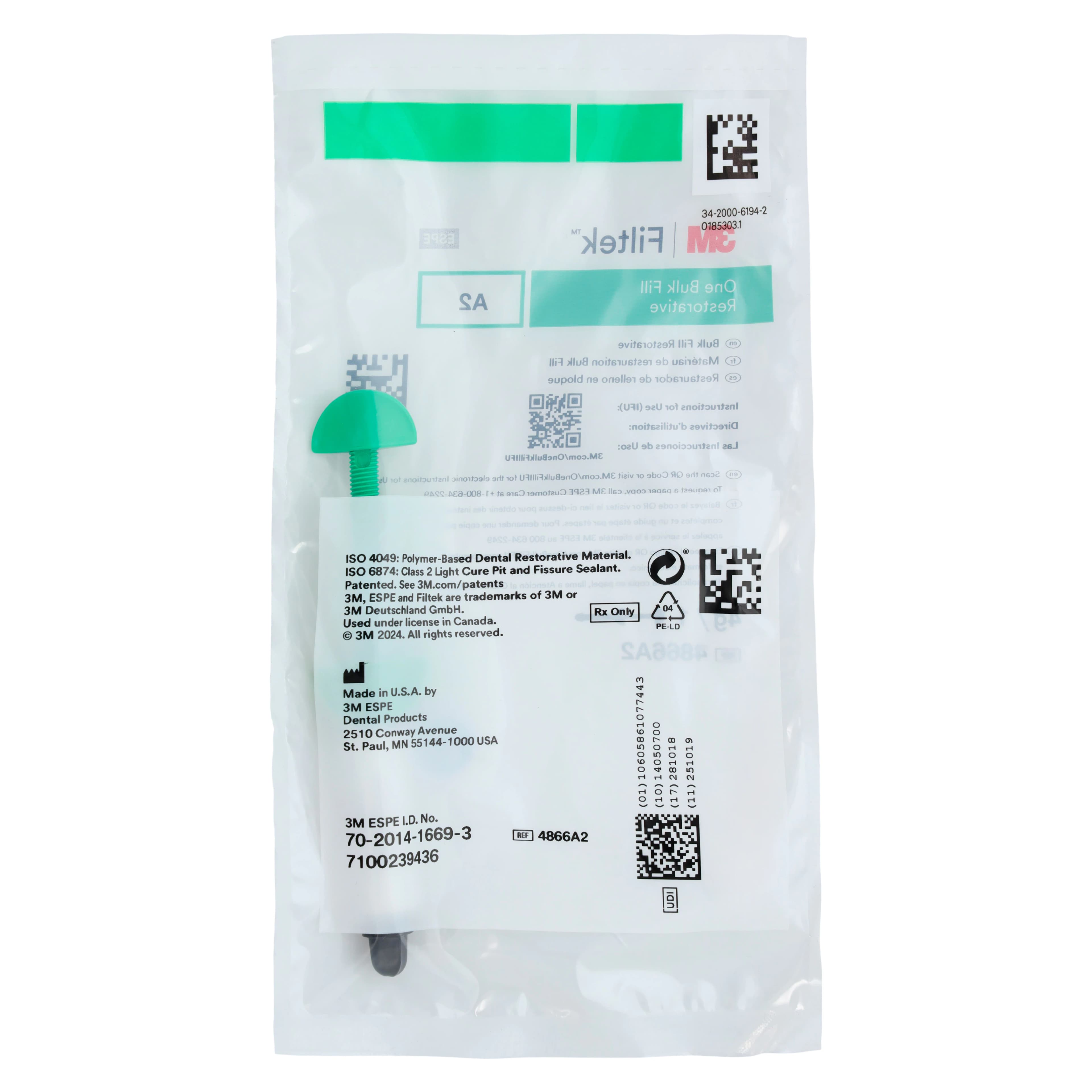3M Filtek One Bulk Fill Restorative, Syringe Refill, 4g, Shade A2, 4866A2 thumbnail 5