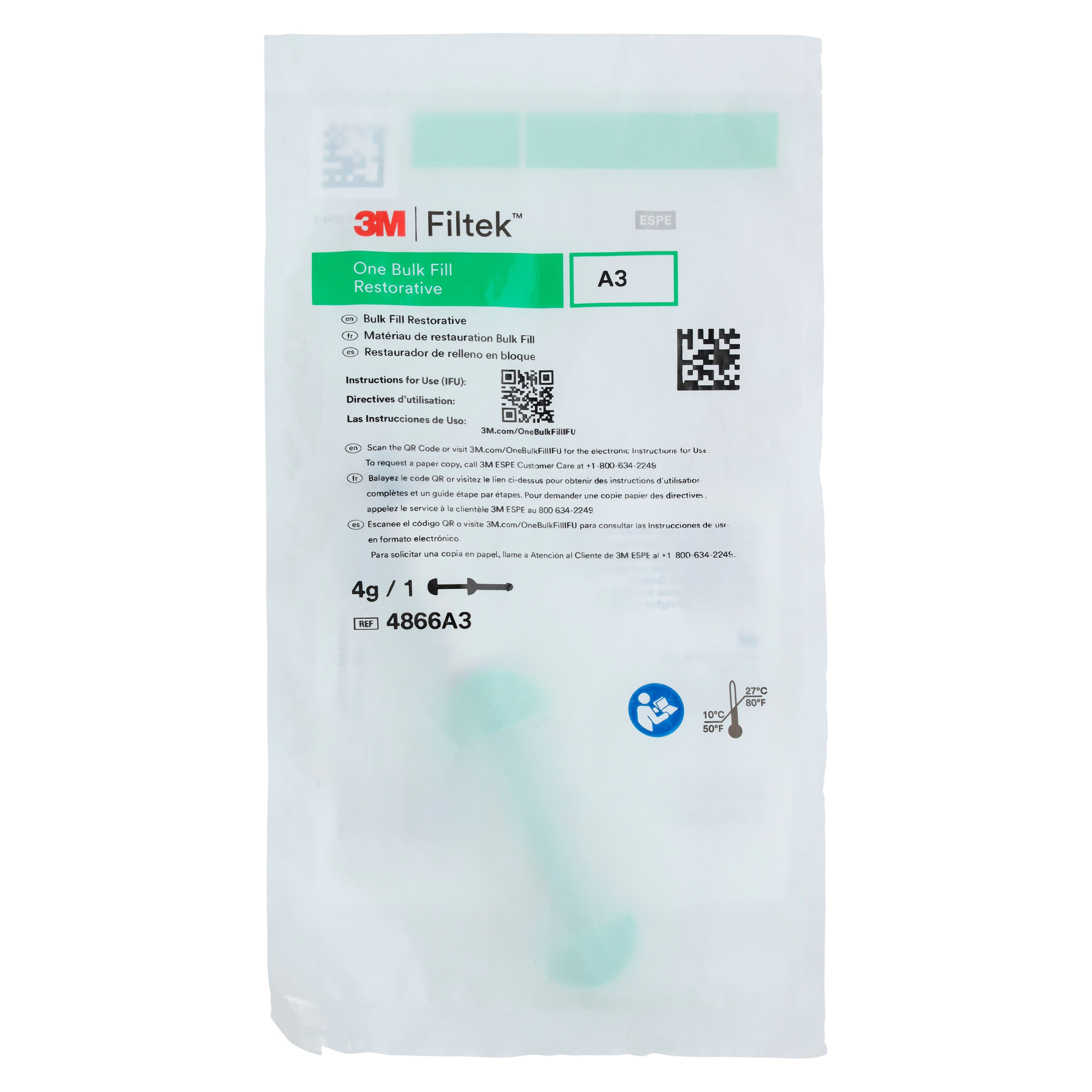 3M Filtek One Bulk Fill Restorative, Syringe Refill, 4g, Shade A3, 4866A3 thumbnail 4
