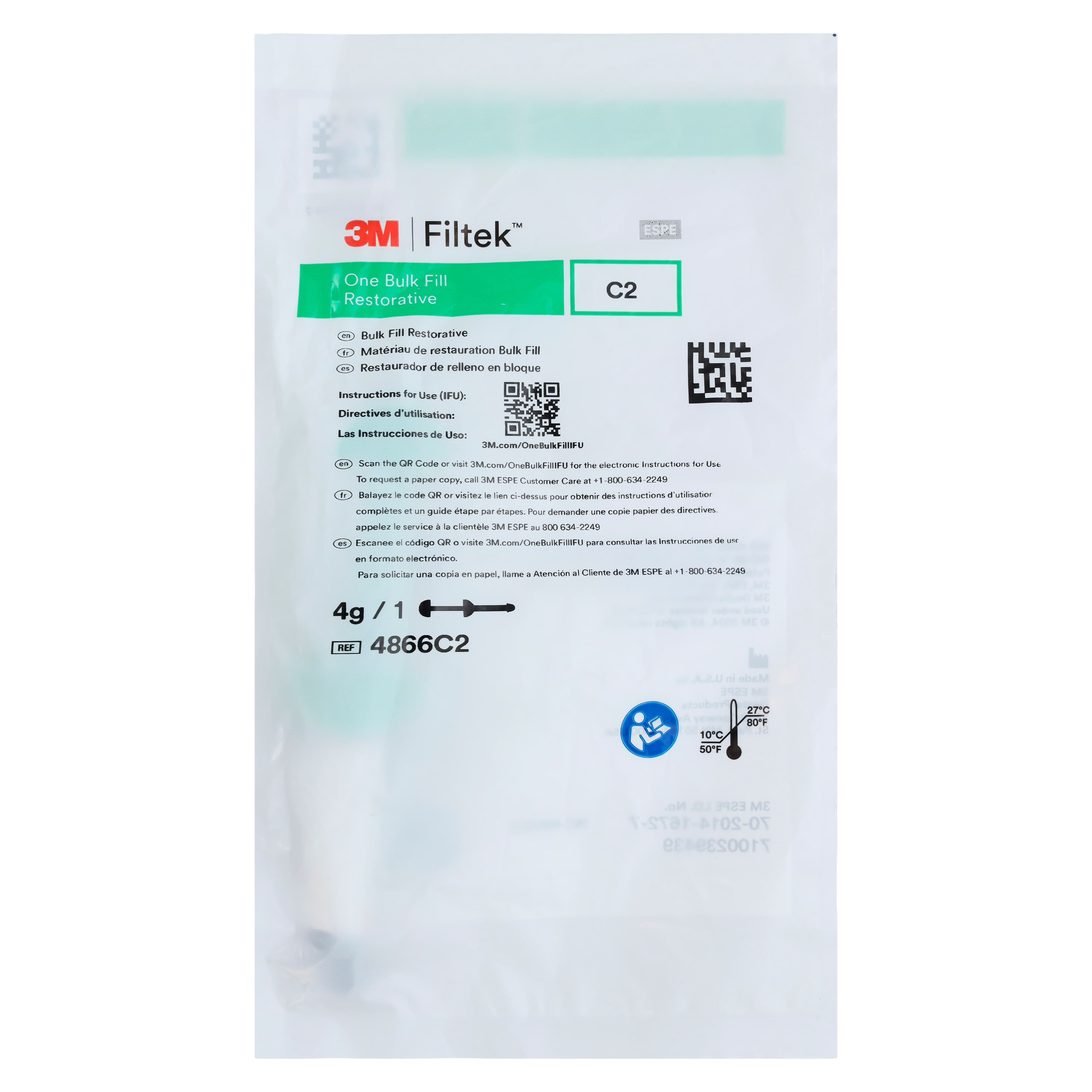 3M Filtek One Bulk Fill Restorative Syringe Refill, Shade C2, 4g, 4866C2 thumbnail 4