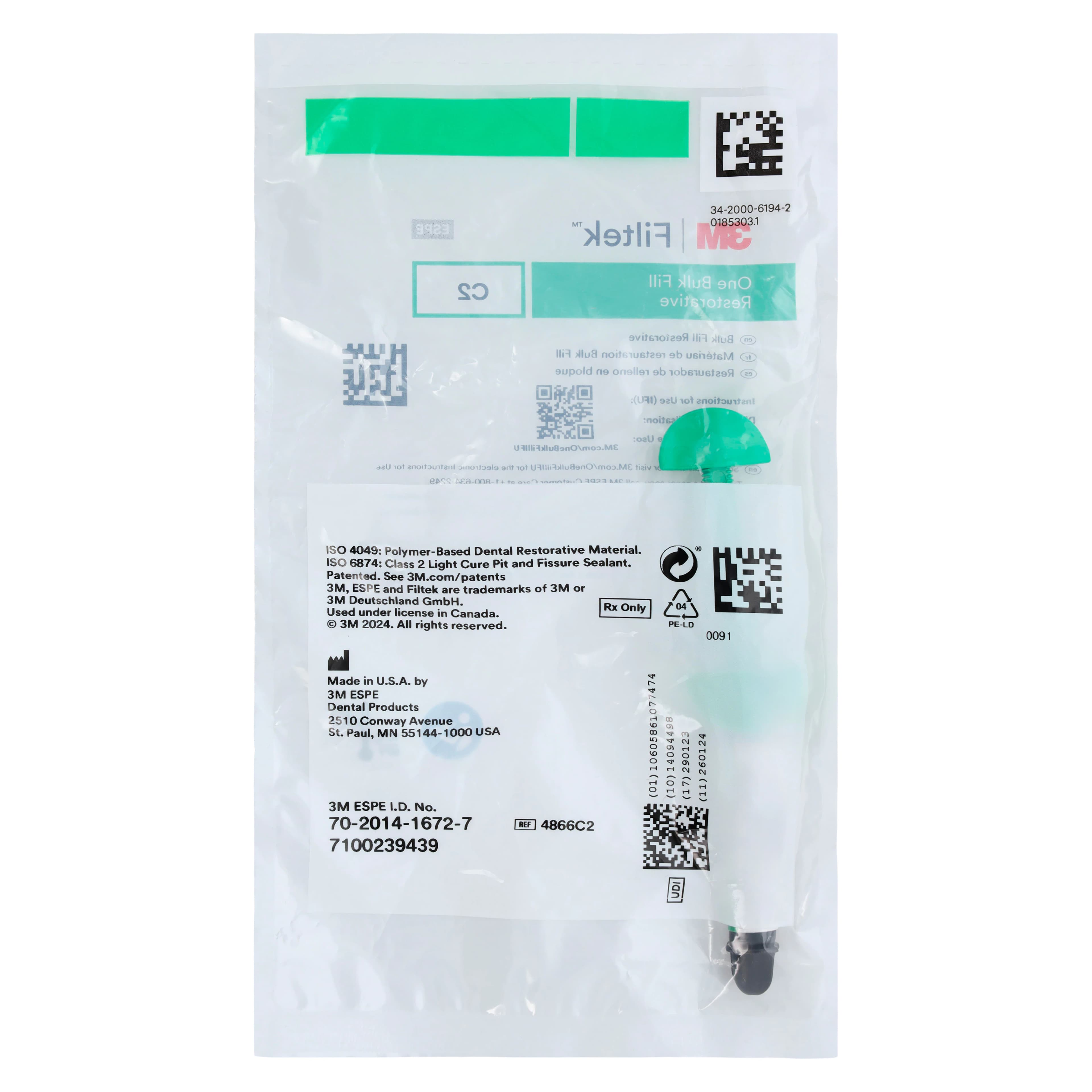 3M Filtek One Bulk Fill Restorative Syringe Refill, Shade C2, 4g, 4866C2 thumbnail 5