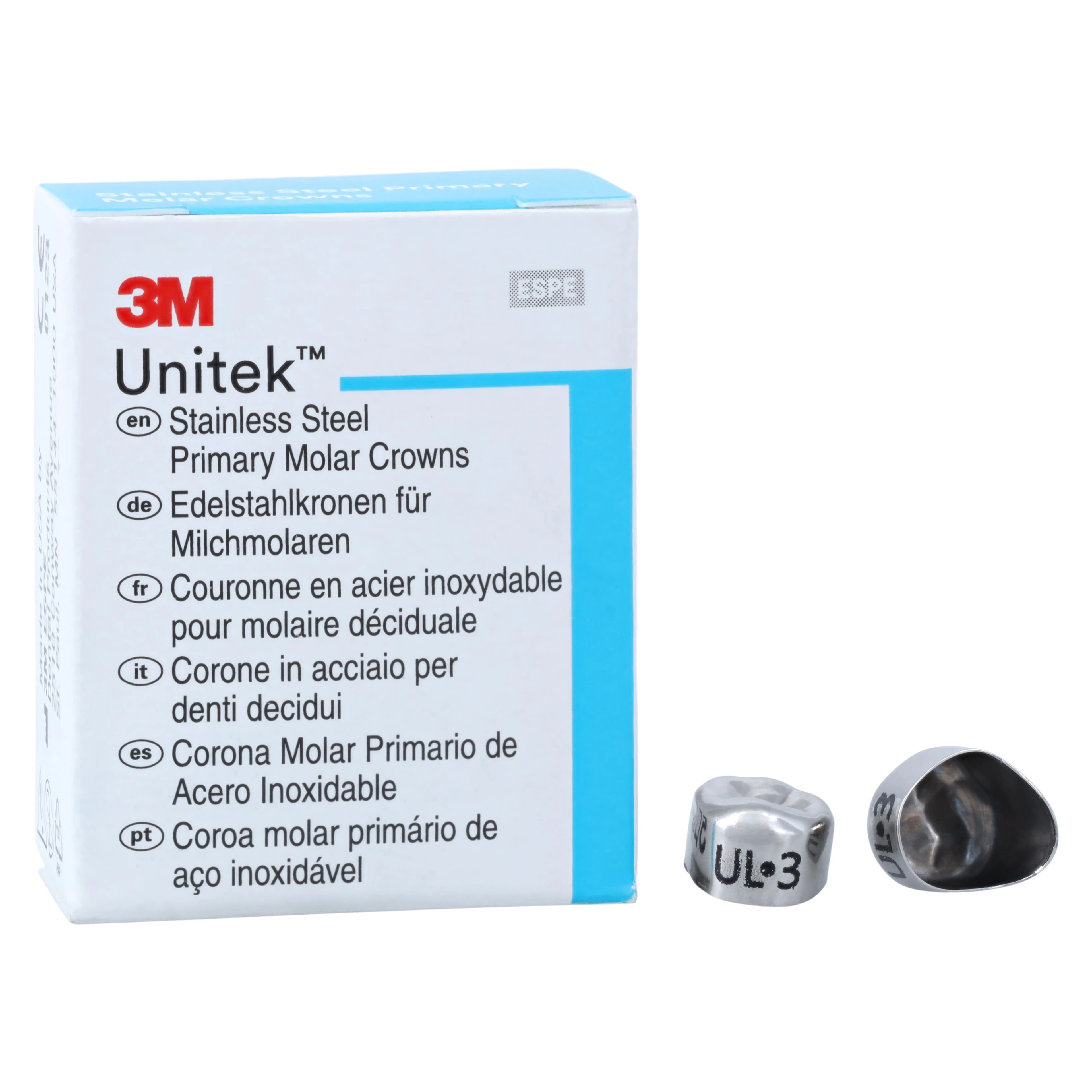 3M Unitek Stainless Steel Primary Molar Crown, Upper Left First Molar, Size 3 (UL3), 5/Box, 900113 thumbnail 2