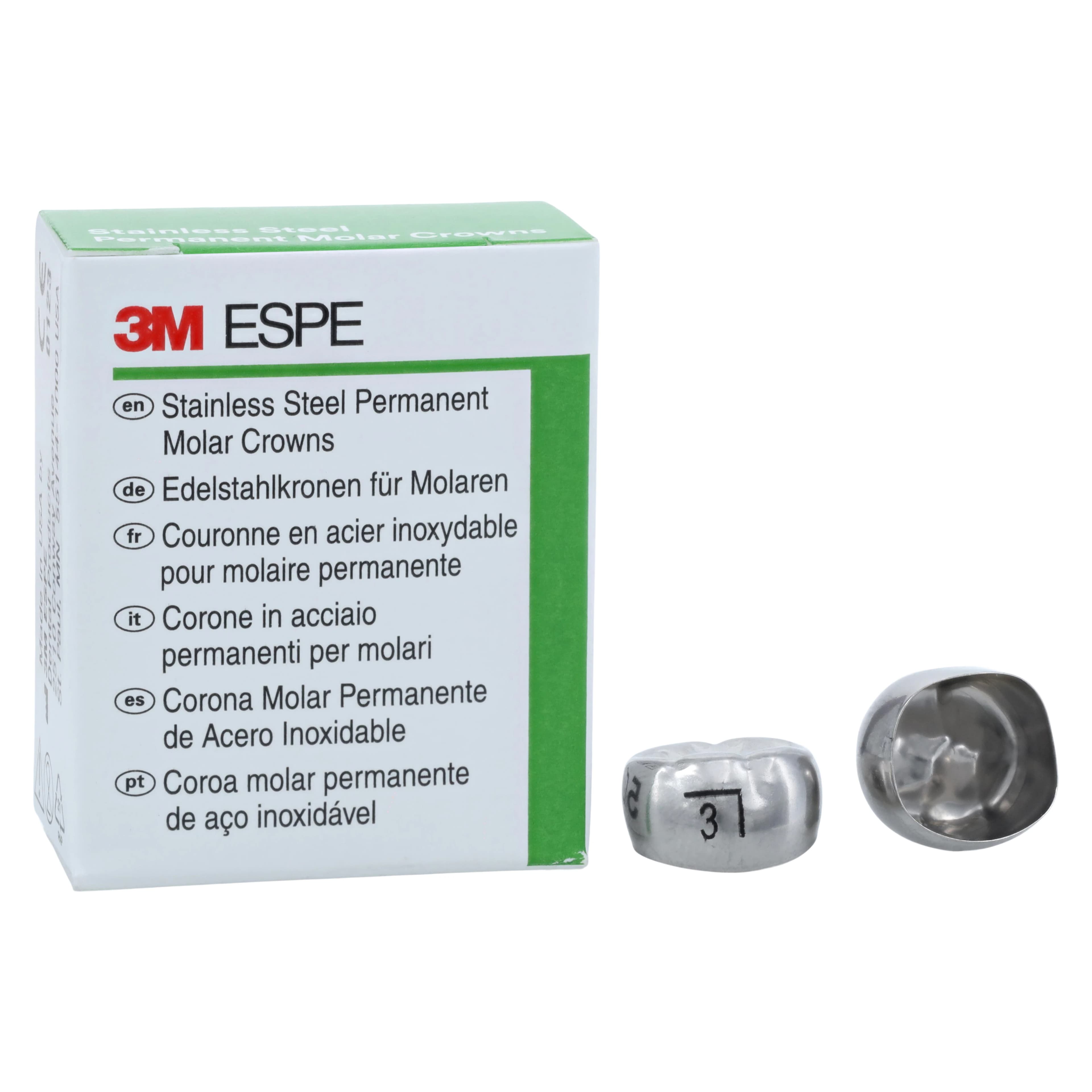 3M™ ESPE™ Stainless Steel Permanent Molar Crown, Size 6LR3, Lower Right First Permanent Molar, Box of 5 thumbnail 2