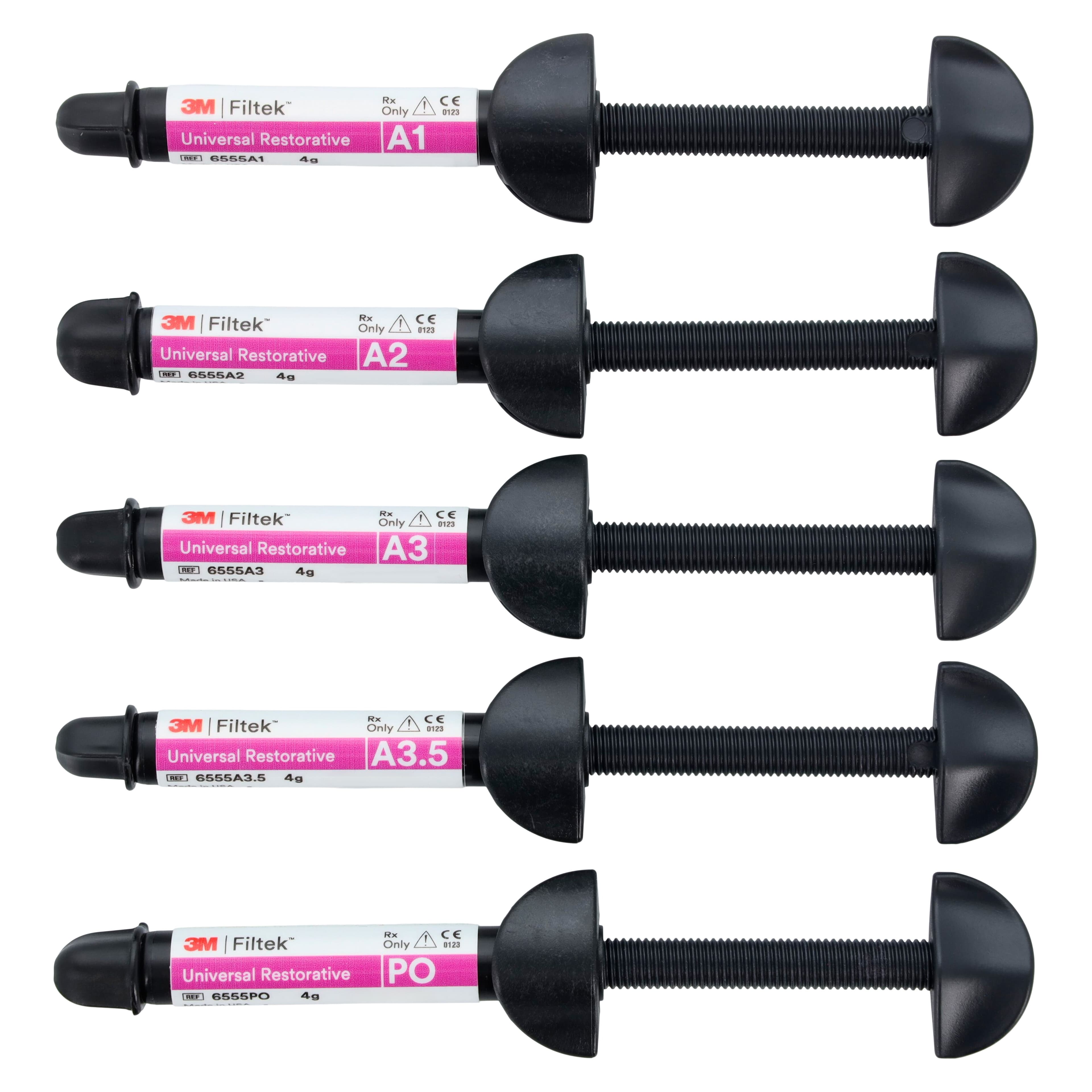 Filtek Universal Restorative Essentials Kit, 5 x 4g Syringes (A1, A2, A3, A3.5, PO), 6555-SK thumbnail 3