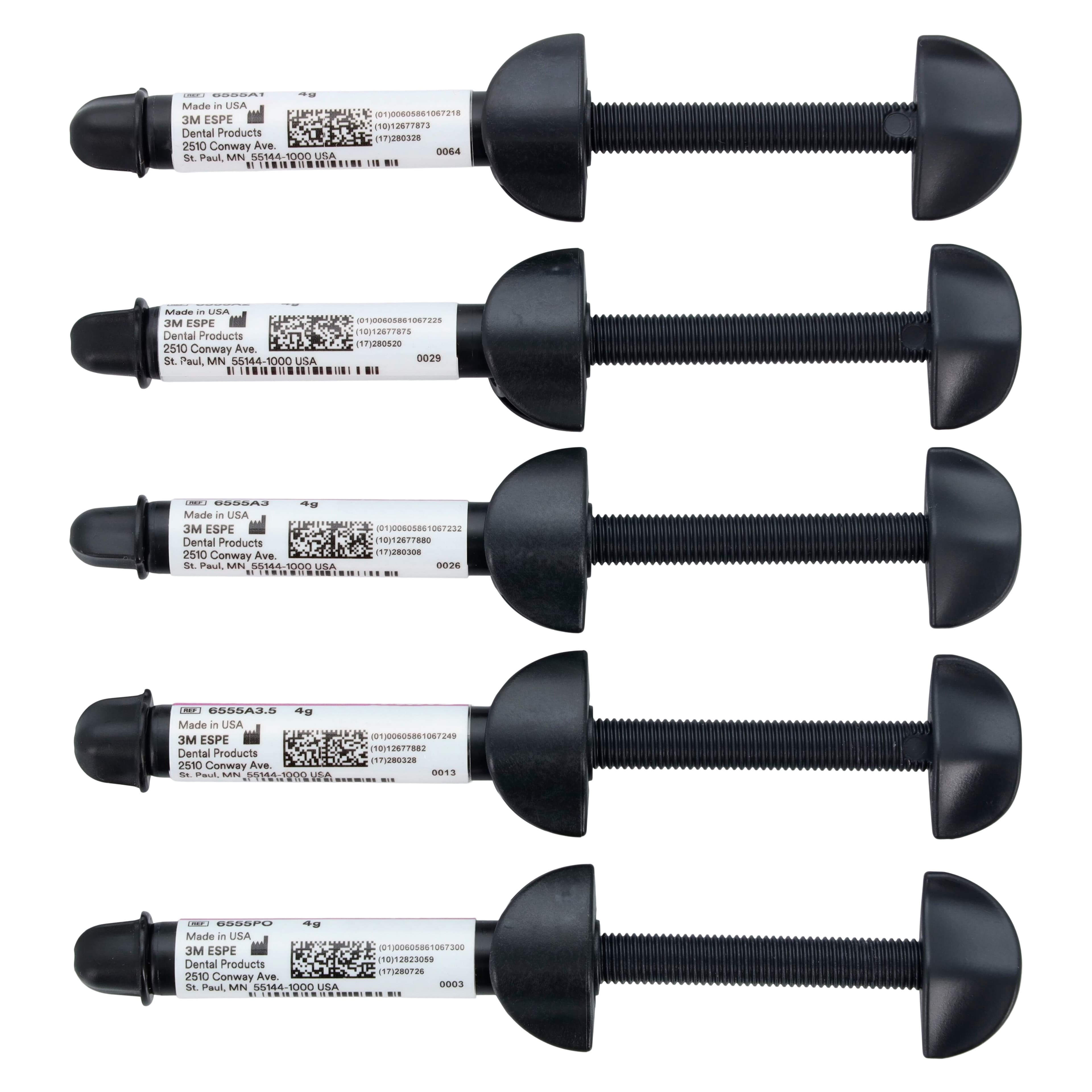 Filtek Universal Restorative Essentials Kit, 5 x 4g Syringes (A1, A2, A3, A3.5, PO), 6555-SK thumbnail 4