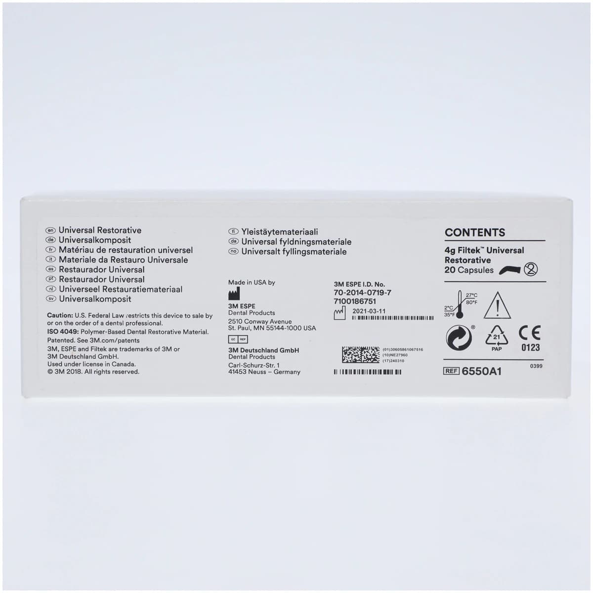 3M Filtek Universal Restorative Composite Capsules, Shade A1, 0.2 g, 20/Box, 6550A1 thumbnail 2