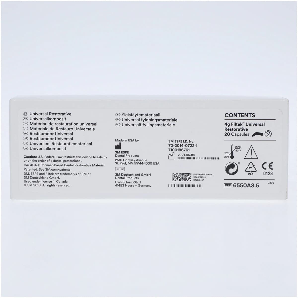 3M Filtek Universal Restorative Capsules, Shade A3.5, 0.2 g, 20/Box, 6550A3.5 thumbnail 2