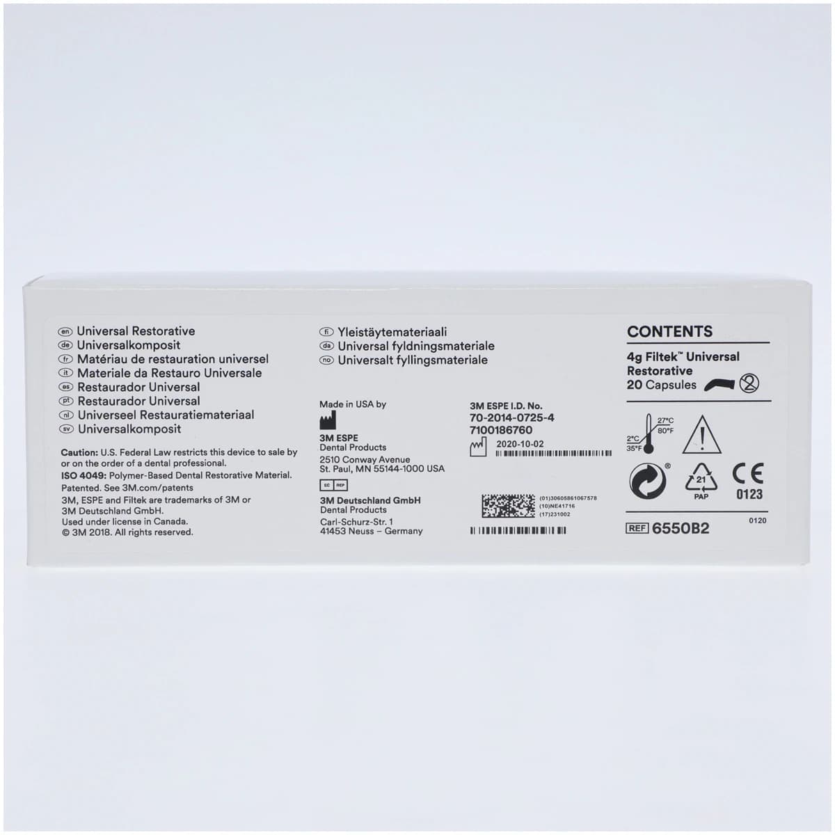 3M Filtek Universal Restorative Capsules, Shade B2, 0.2 g, 20/Box, 6550B2 thumbnail 2
