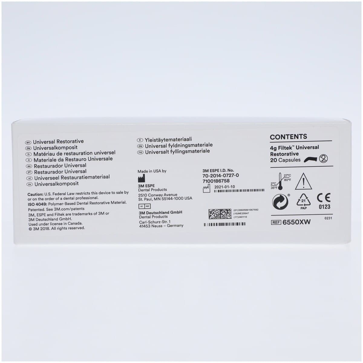 3M Filtek Universal Restorative Capsules, Extra White (XW), 0.2 g, 20/Box, 6550XW thumbnail 2