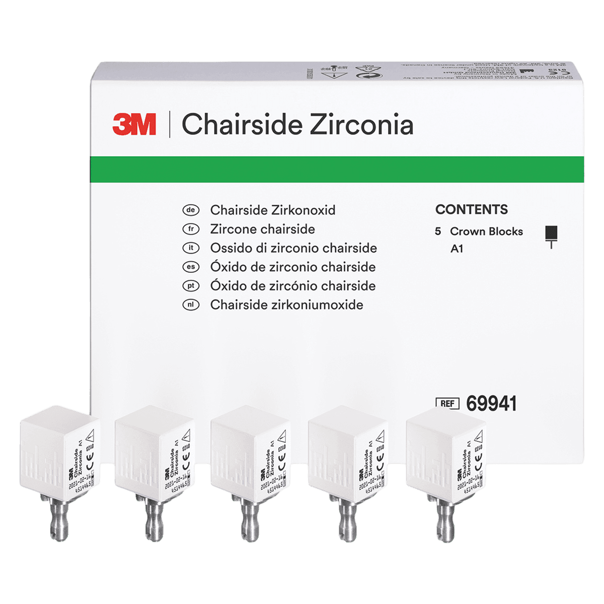 3M™ Chairside Zirconia CEREC Crown Block Refill, Shade A1, 20mm, 5/Pkg, 69941 thumbnail 2