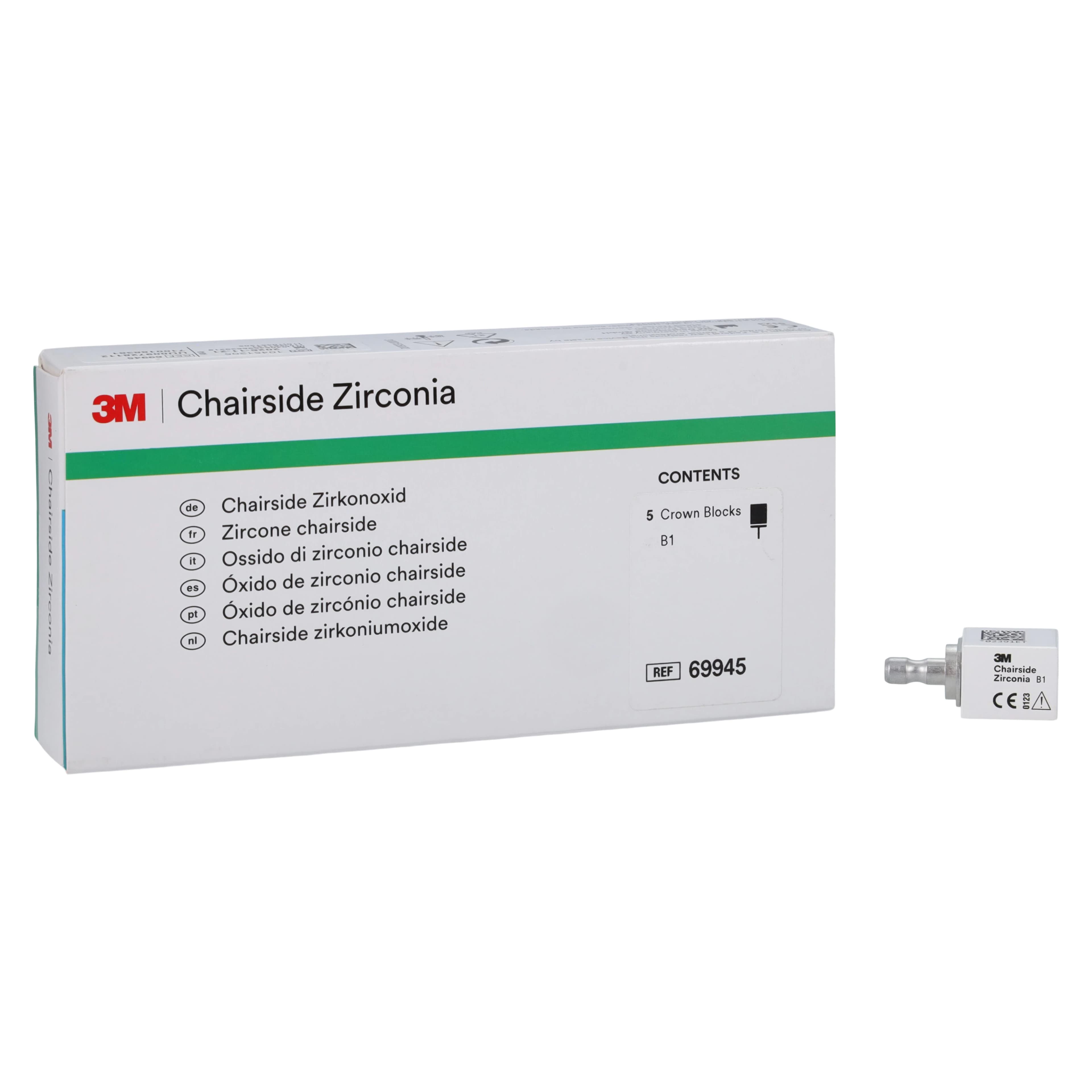 Solventum (3M) Chairside Zirconia CEREC Crown Block, Shade B1, 20mm, 5/Pk, 69945 thumbnail 2