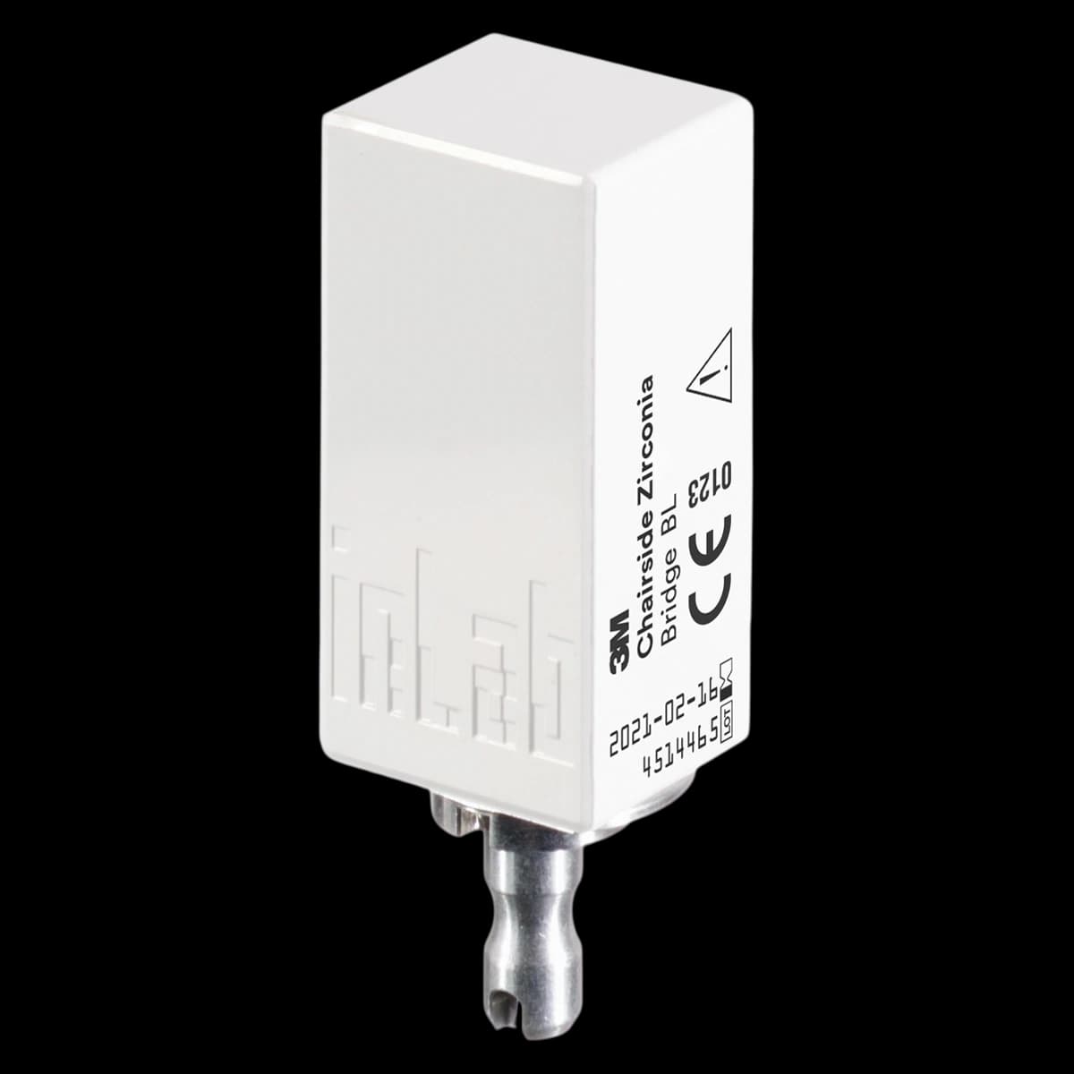 3M (Solventum) Chairside Zirconia CEREC Bridge Block, 39mm, Bleach Shade, 3/Pk - Chairside Zirconia Bridge Block 39mm Refill Bleach 3/Pk - Image 1